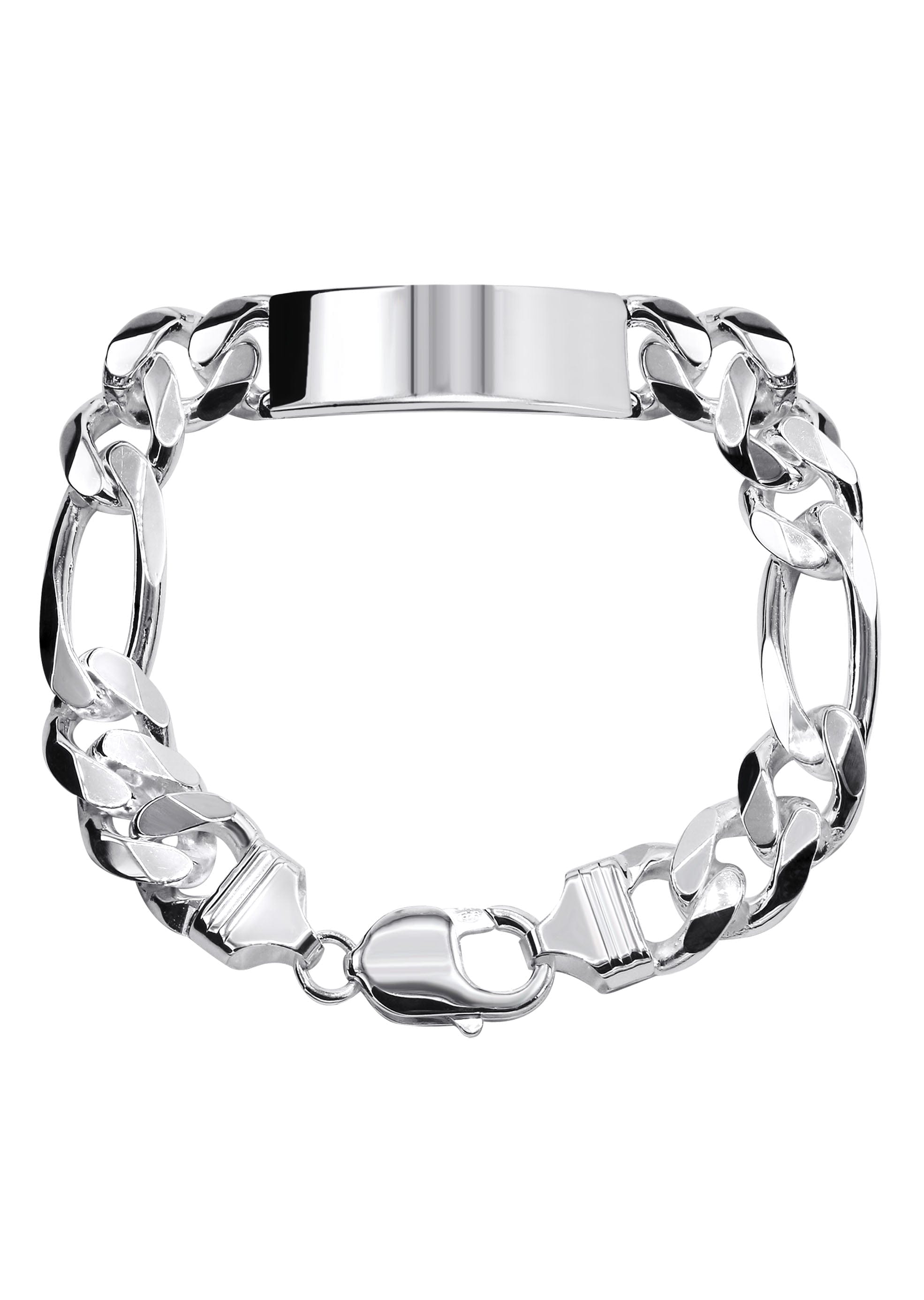 Manufacturer 43 Silver White ID Figaro Bracelet