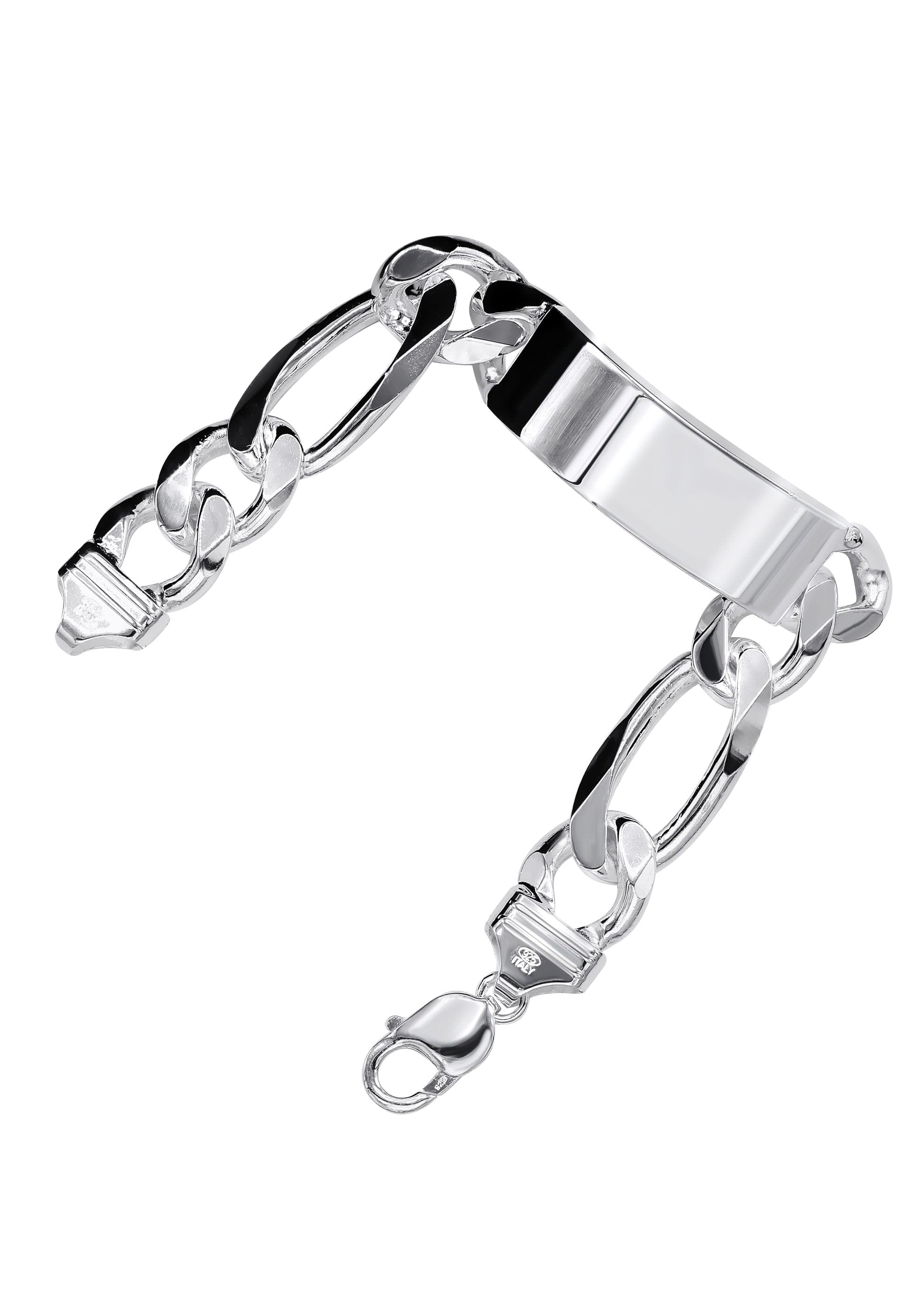 Manufacturer 43 Silver White ID Figaro Bracelet