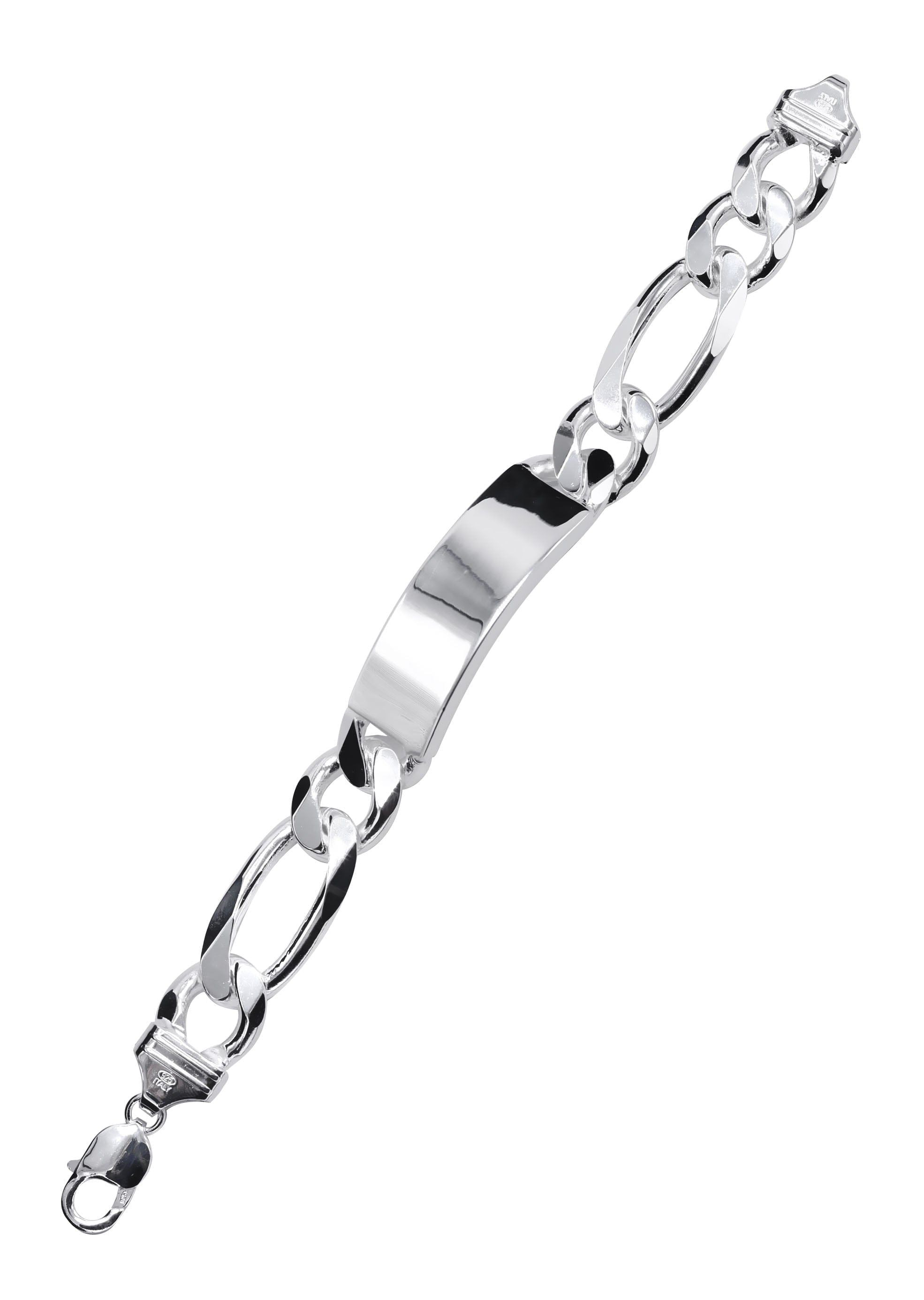 Manufacturer 43 Silver White ID Figaro Bracelet