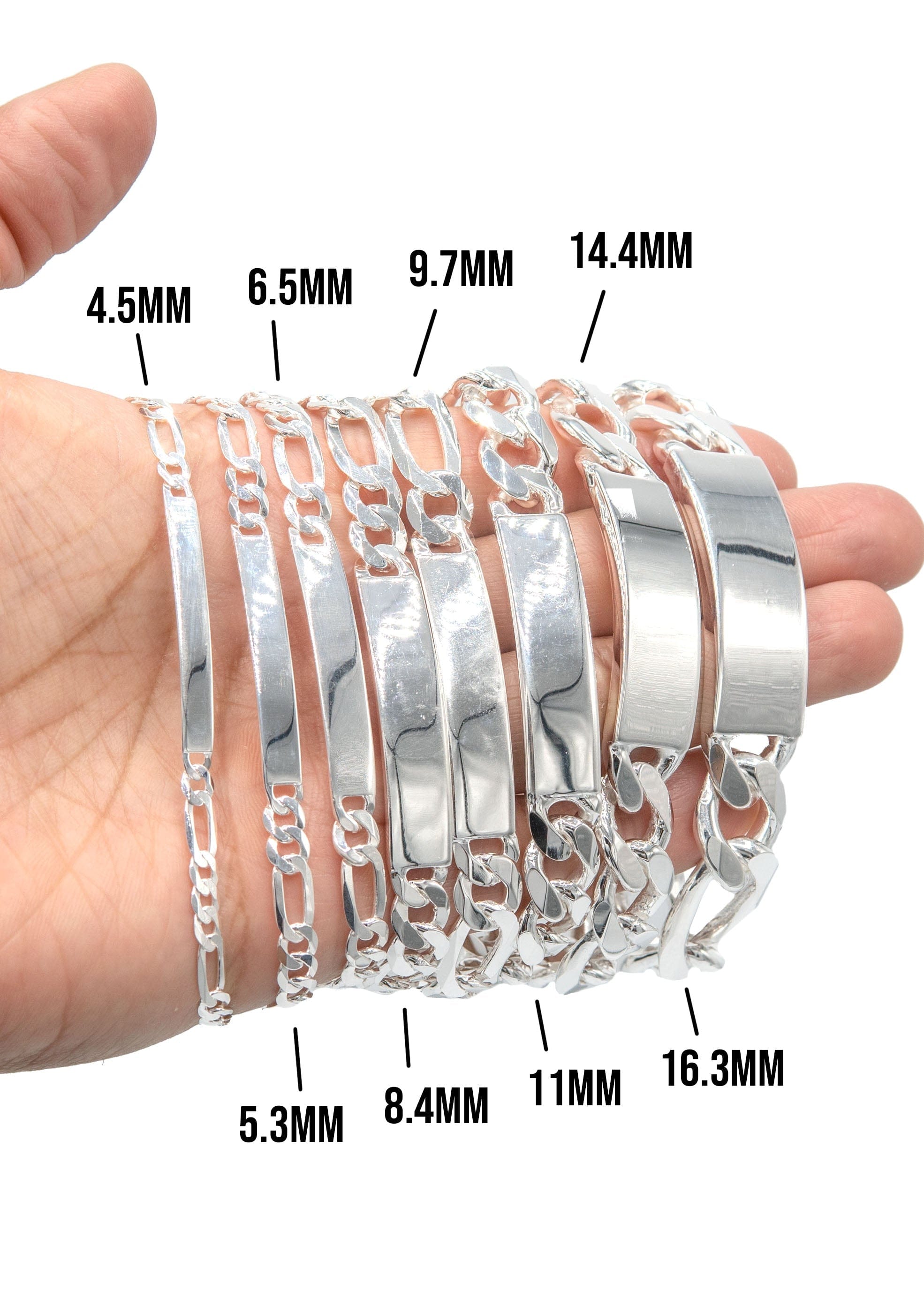 Manufacturer 43 Silver White ID Figaro Bracelet