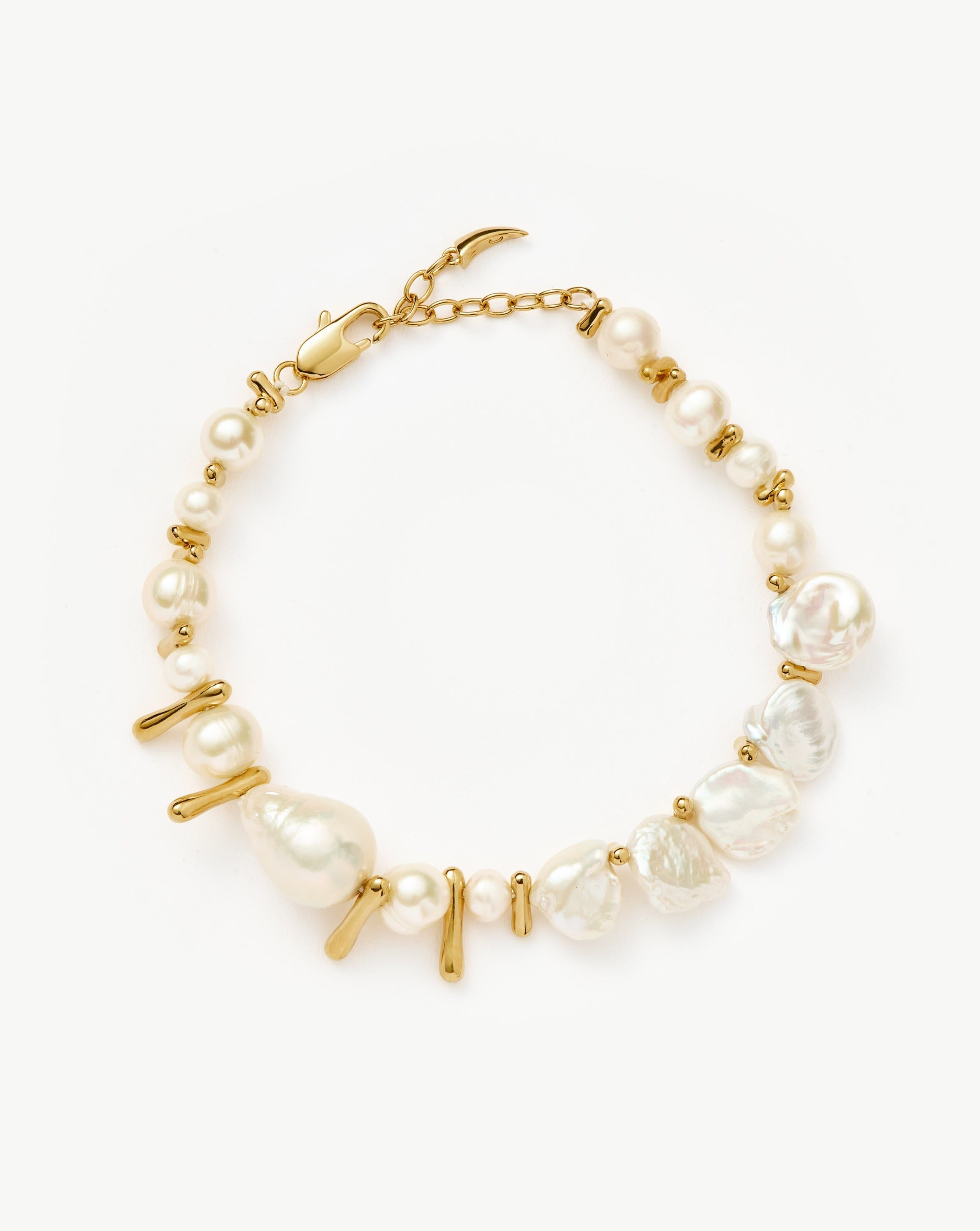 Pearl Mixed Pearl Statement Beaded Bracelet | 18ct Gold Plated/Pearl