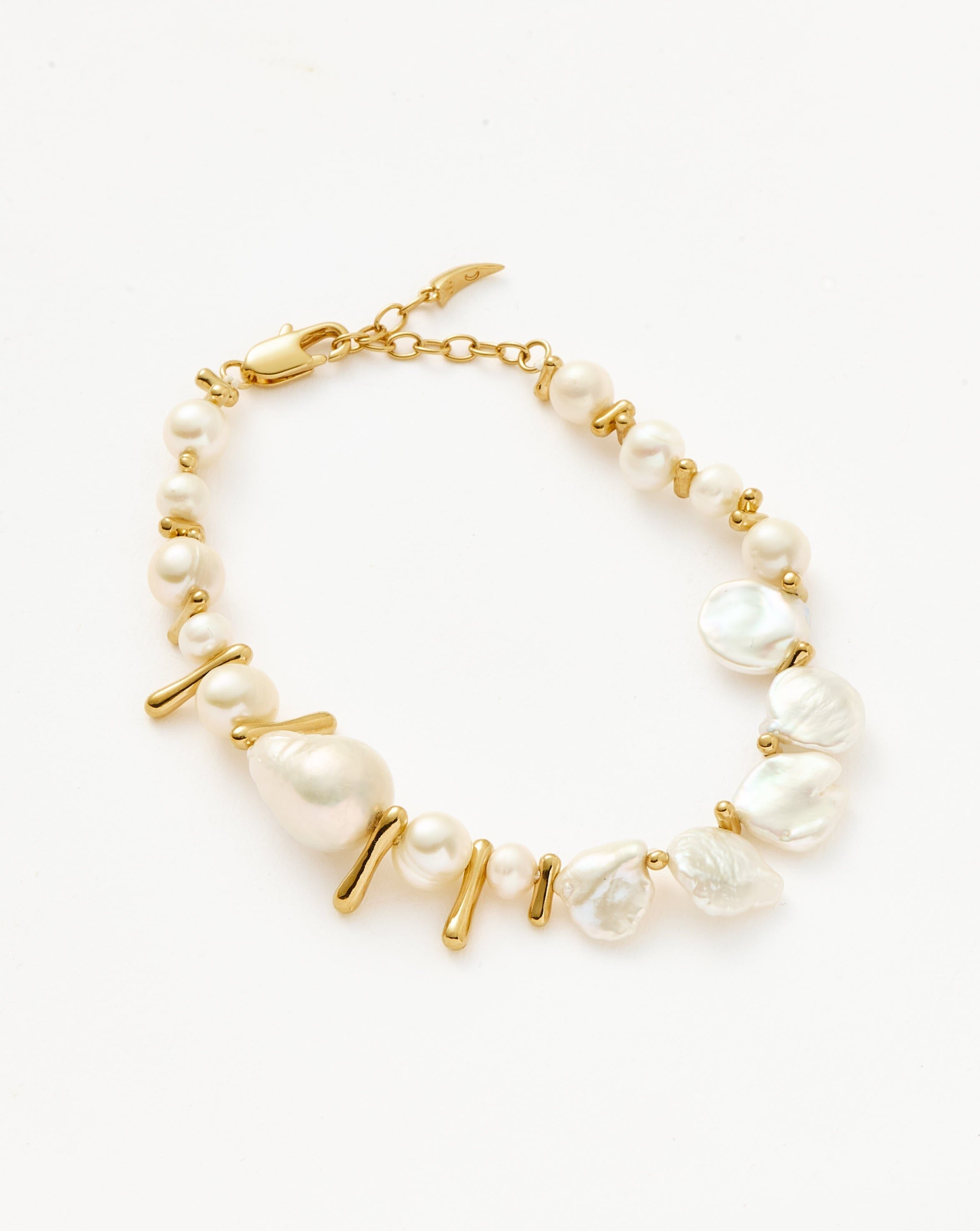 Pearl Mixed Pearl Statement Beaded Bracelet | 18ct Gold Plated/Pearl