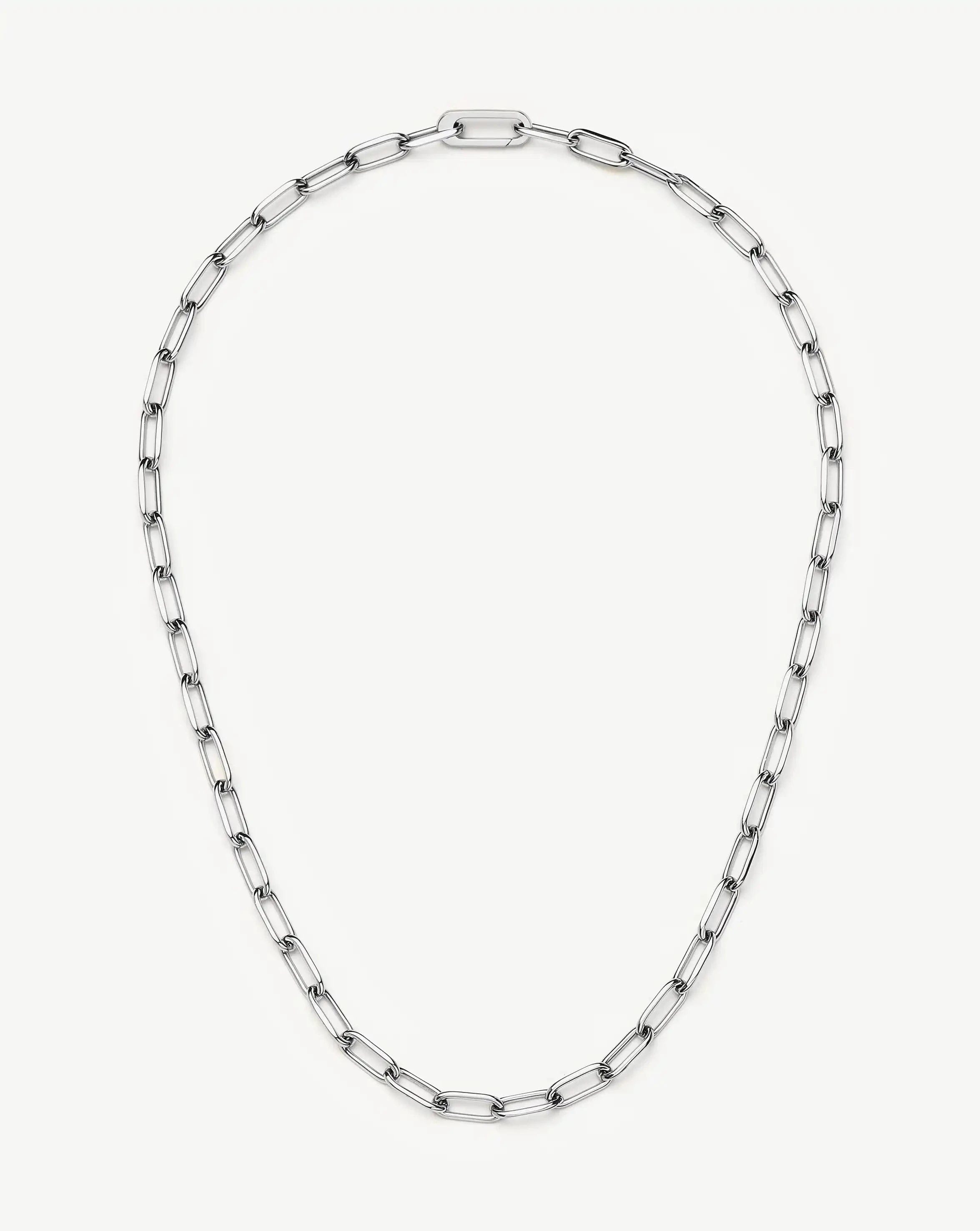 Classic Paperclip Chain Necklace | Platinum Plated