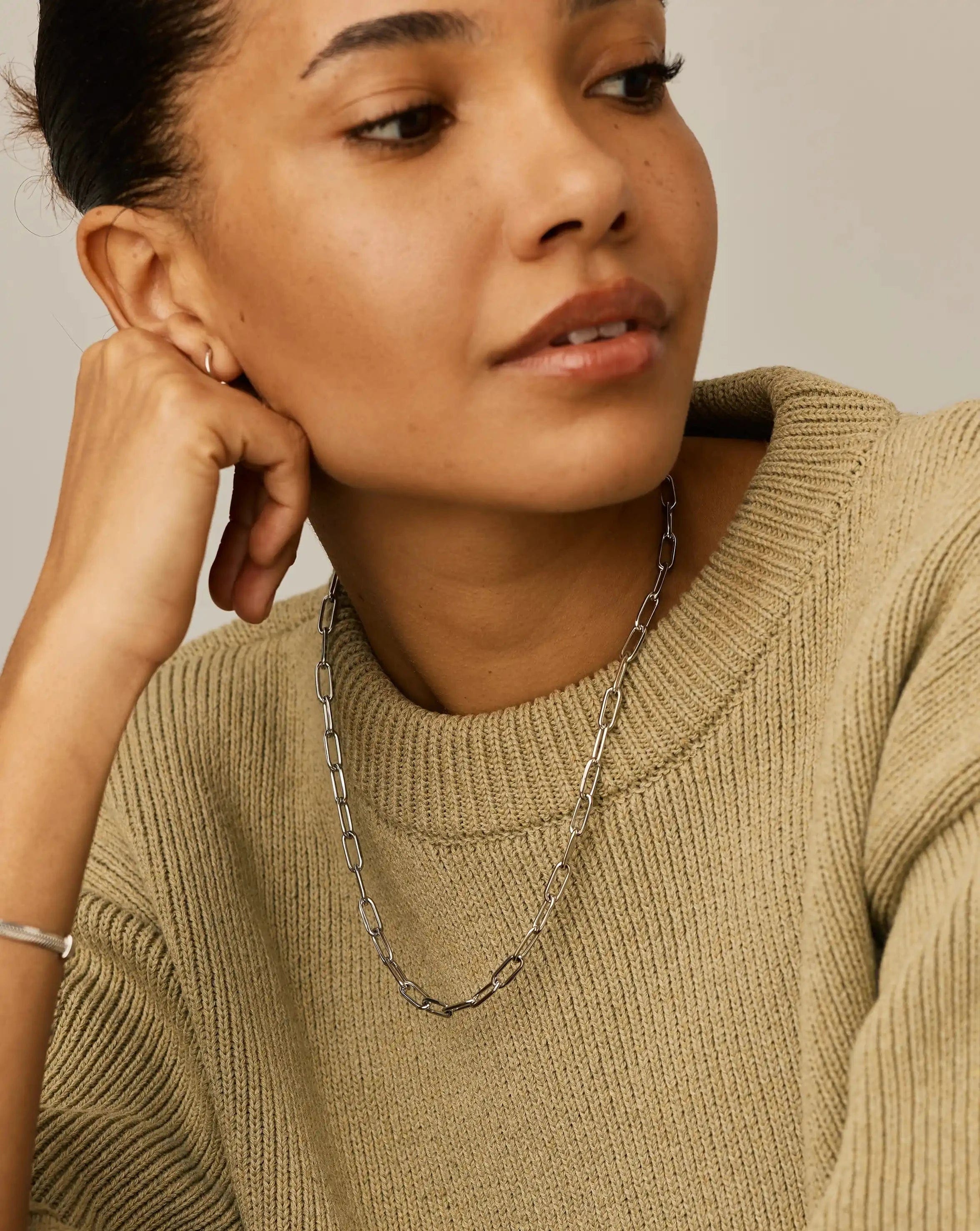 Classic Paperclip Chain Necklace | Platinum Plated