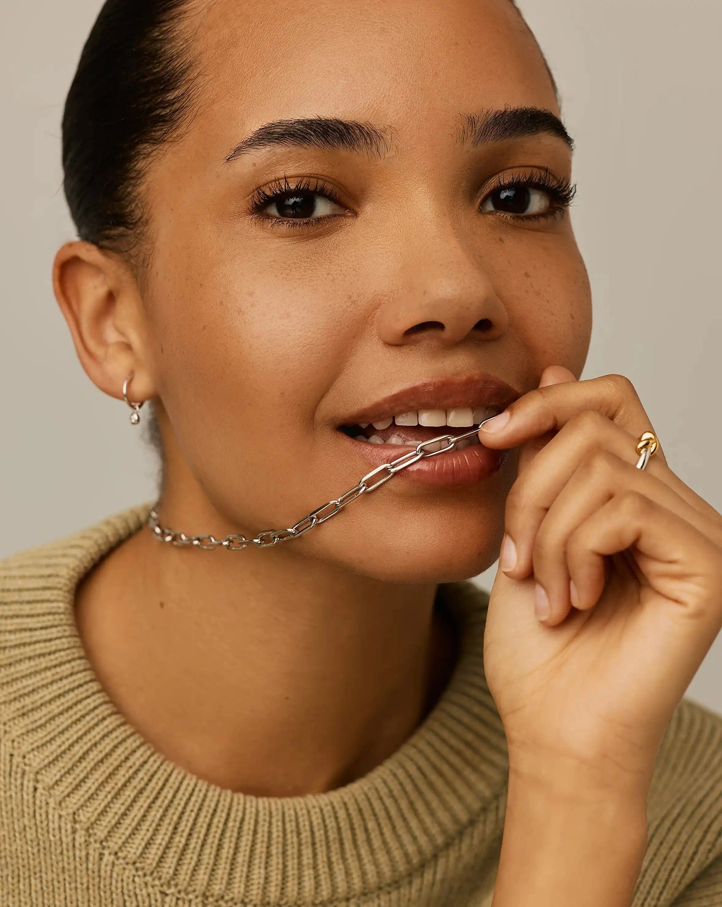 Classic Paperclip Chain Necklace | Platinum Plated