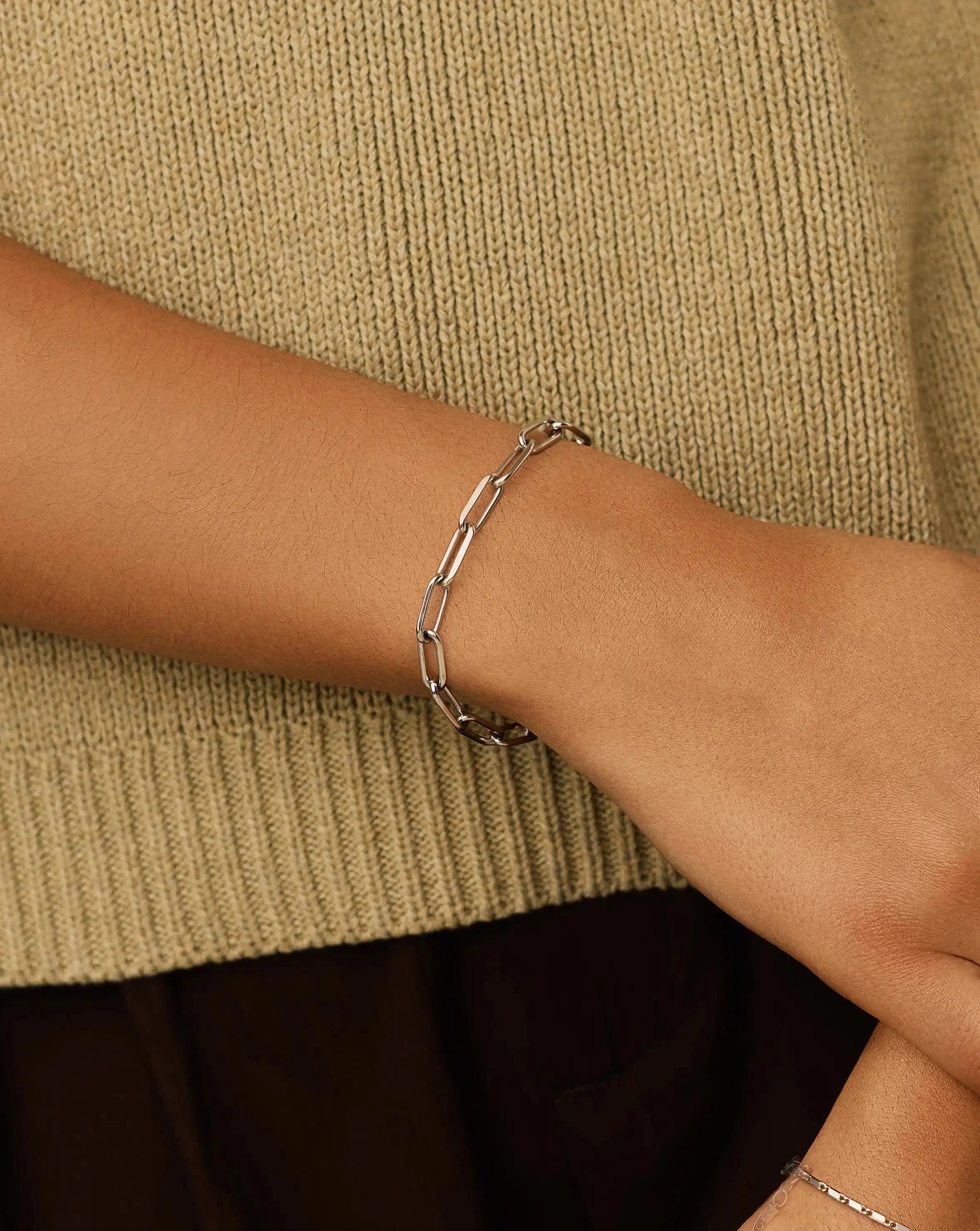 Classic Paperclip Chain Bracelet | Platinum Plated