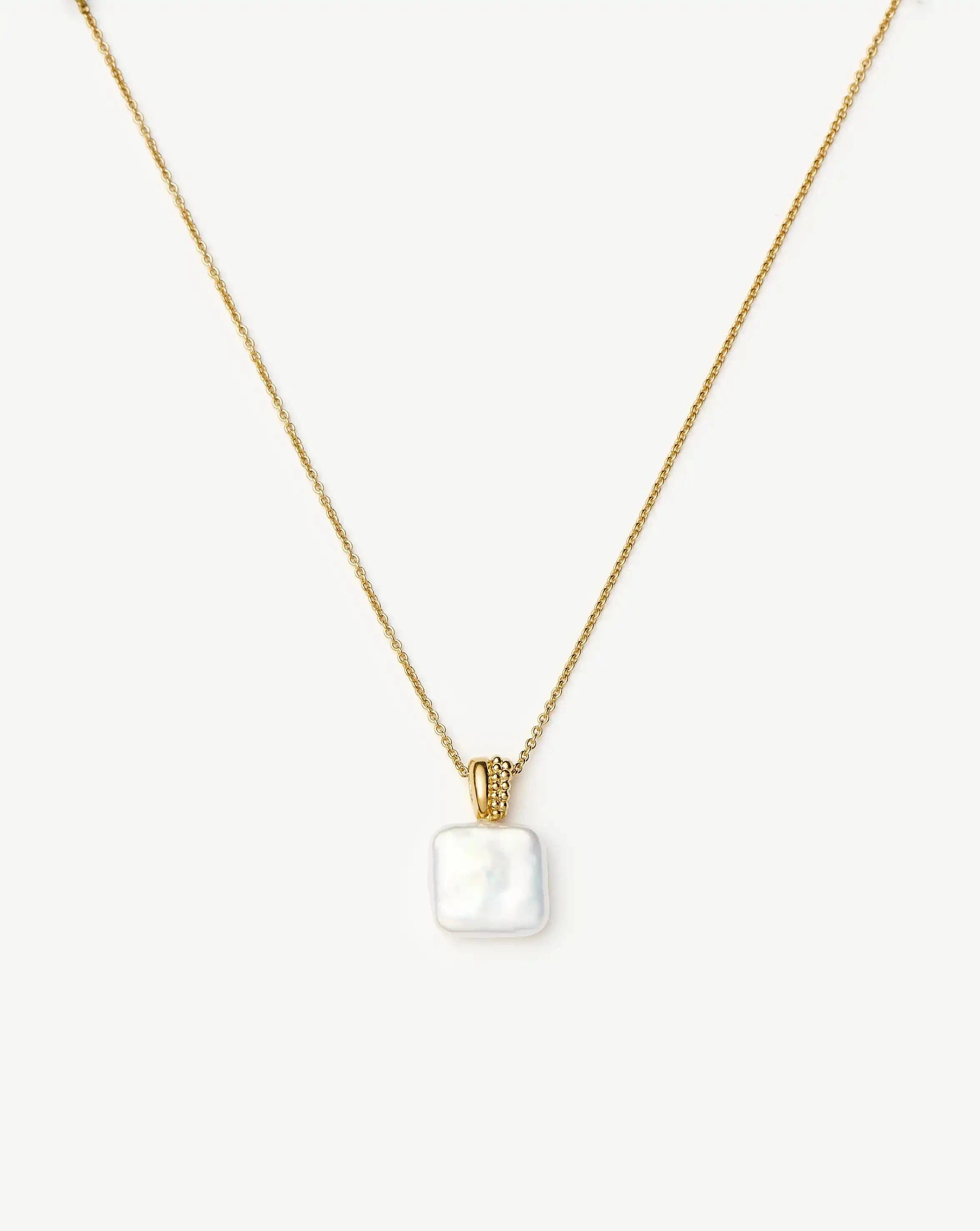 Pearl Square Pearl Baya Pendant Necklace | 18ct Gold Vermeil/Pearl