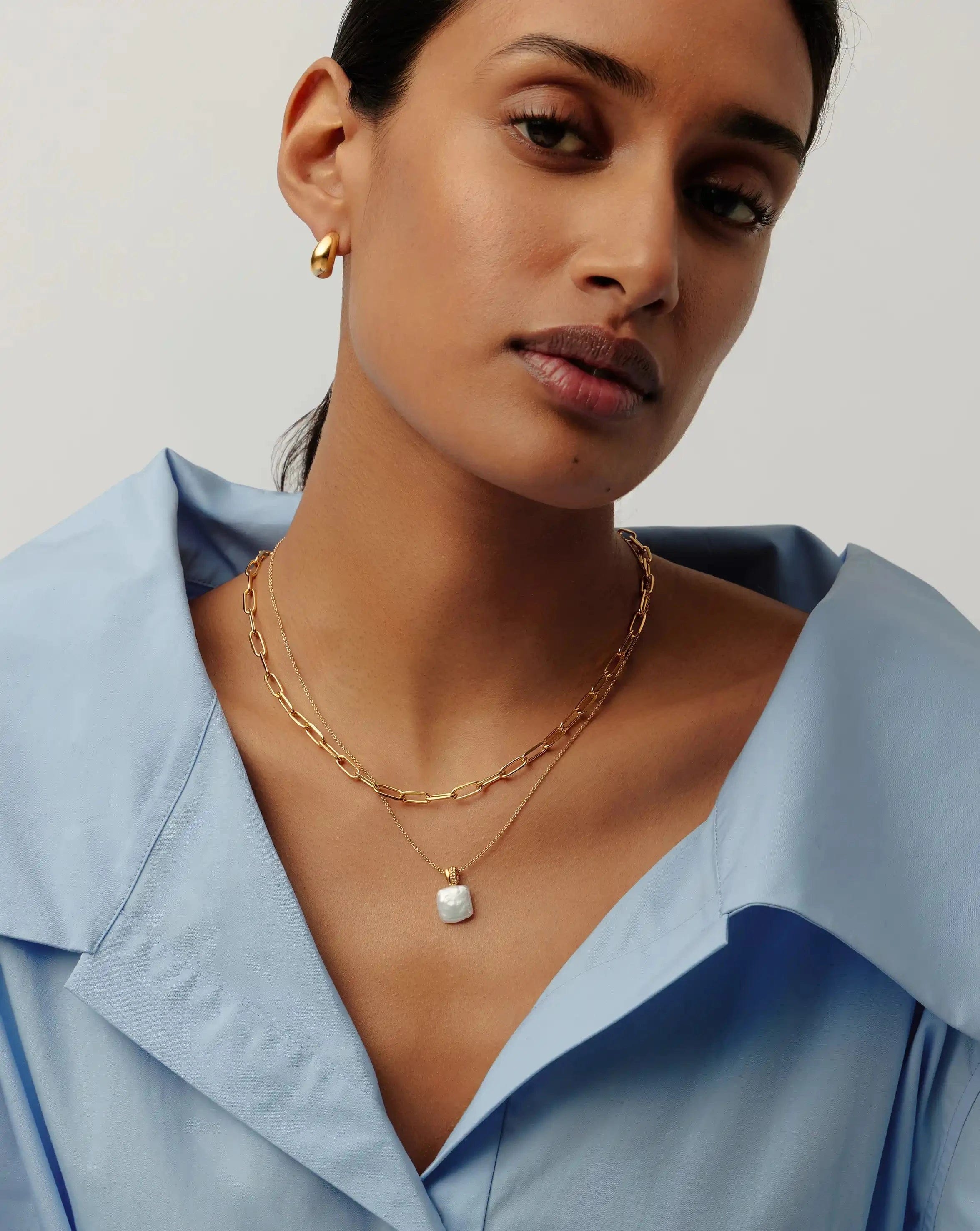 Pearl Square Pearl Baya Pendant Necklace | 18ct Gold Vermeil/Pearl