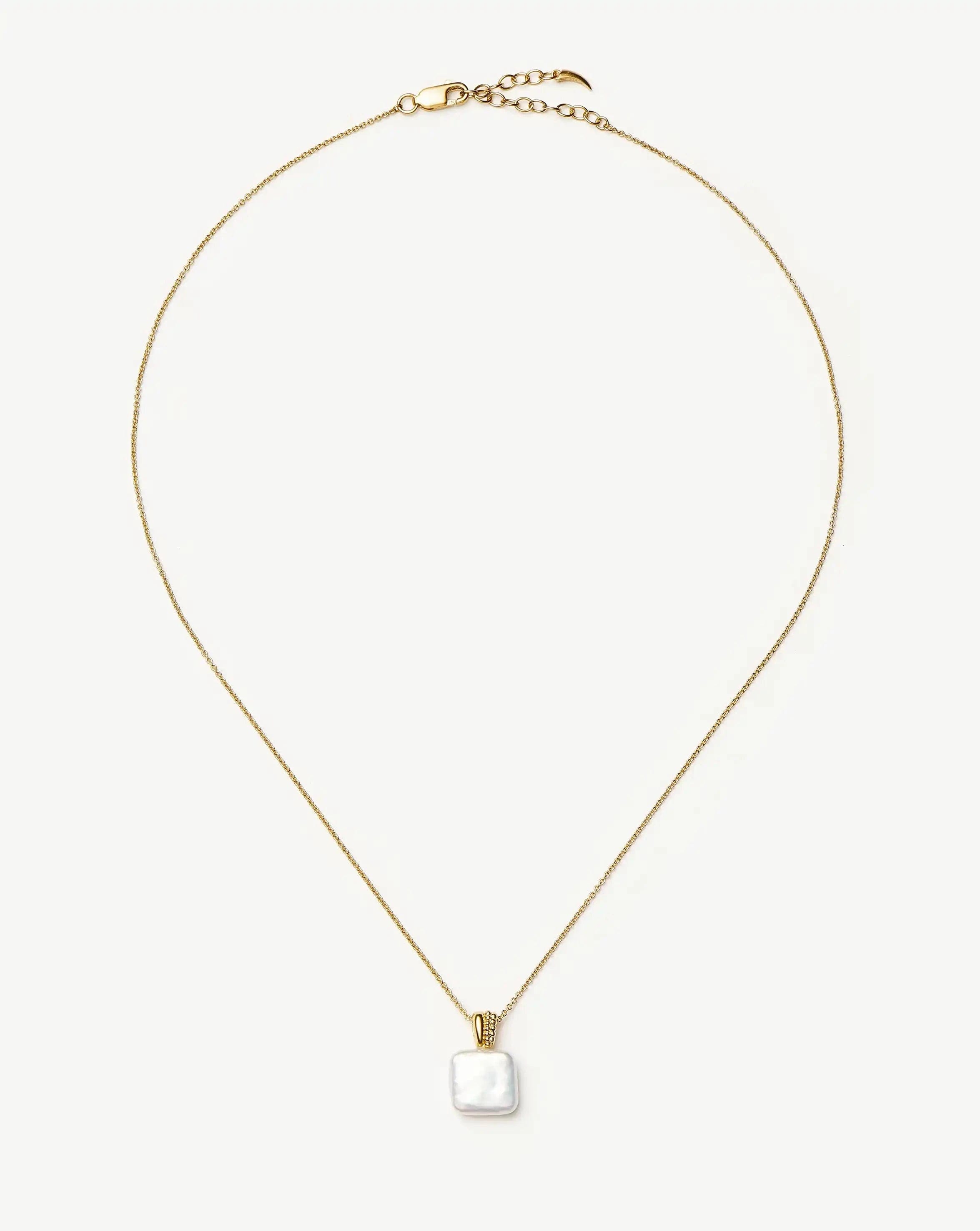 Pearl Square Pearl Baya Pendant Necklace | 18ct Gold Vermeil/Pearl