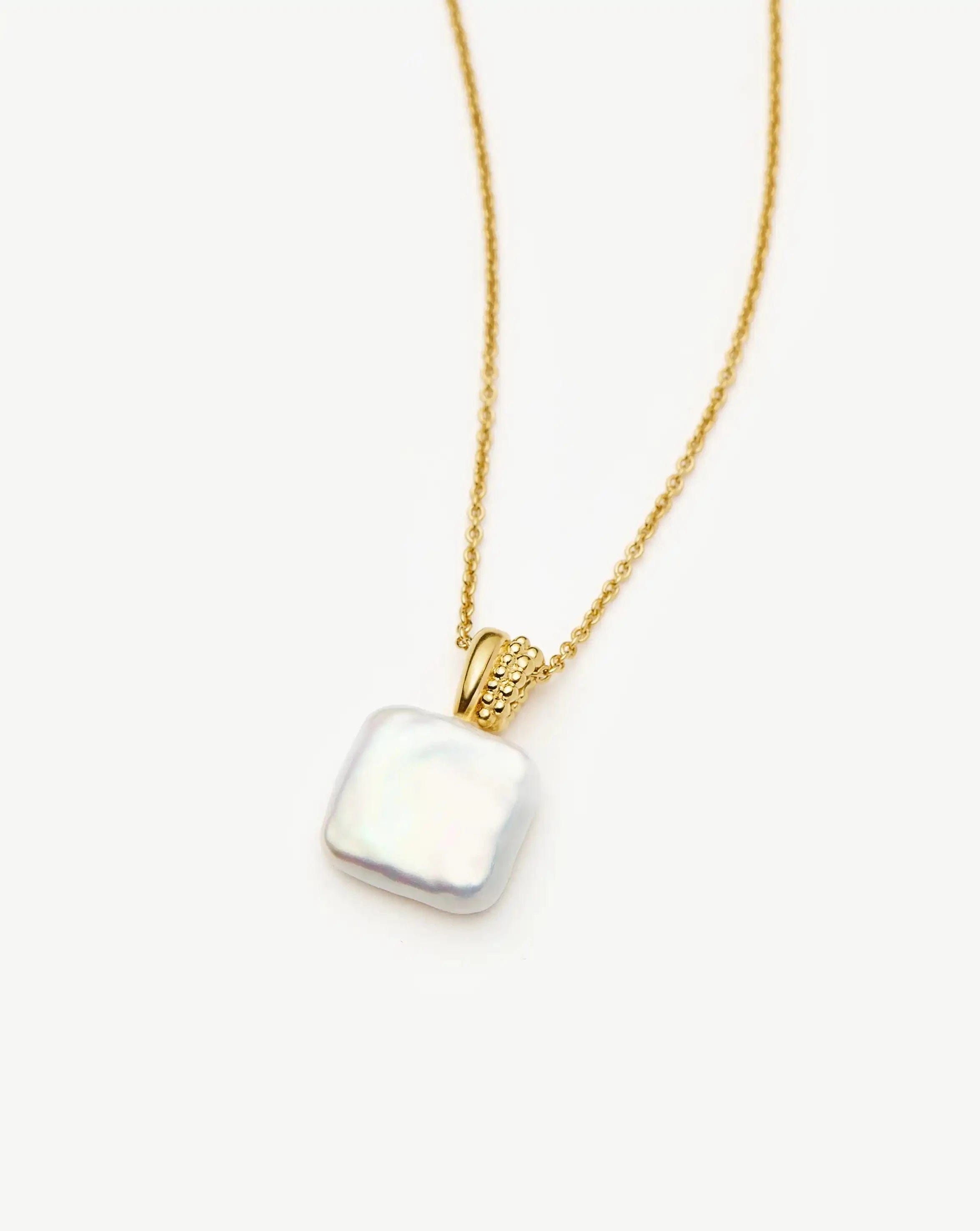 Pearl Square Pearl Baya Pendant Necklace | 18ct Gold Vermeil/Pearl
