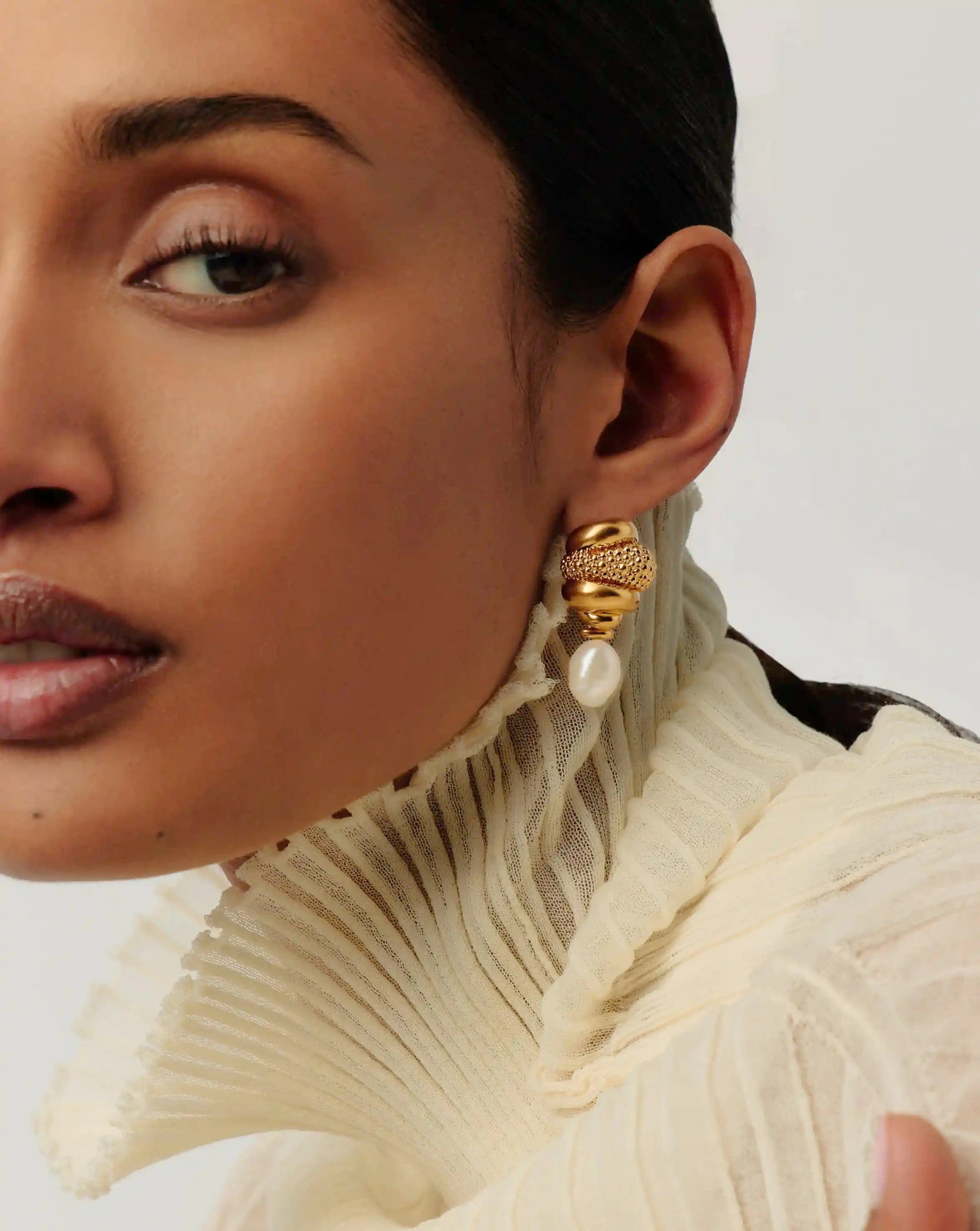 Pearl Baya Charm Drop Earrings | 18ct Gold Plated/Pearl
