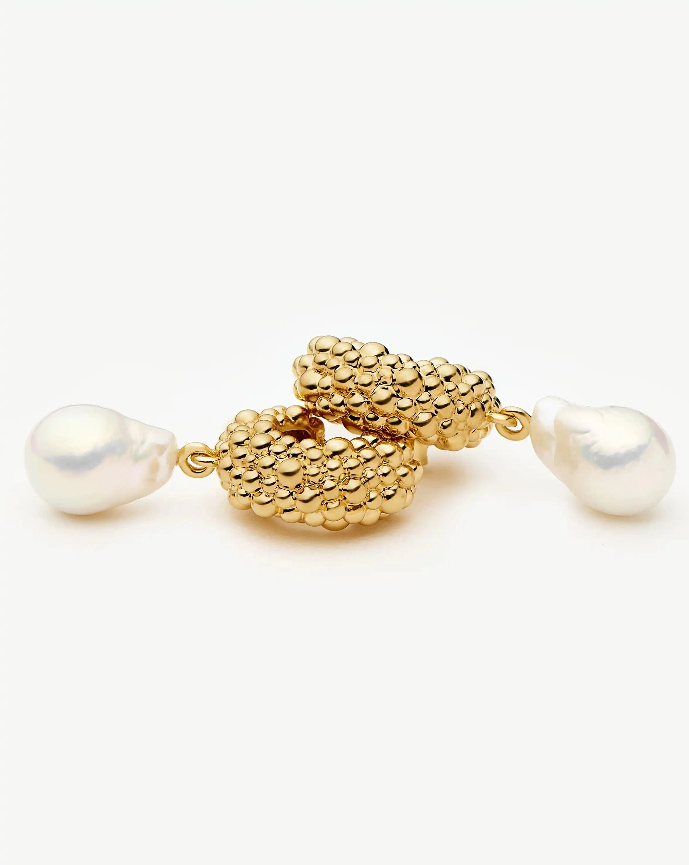 Pearl Baya Charm Hoop Earrings | 18ct Gold Plated/Pearl