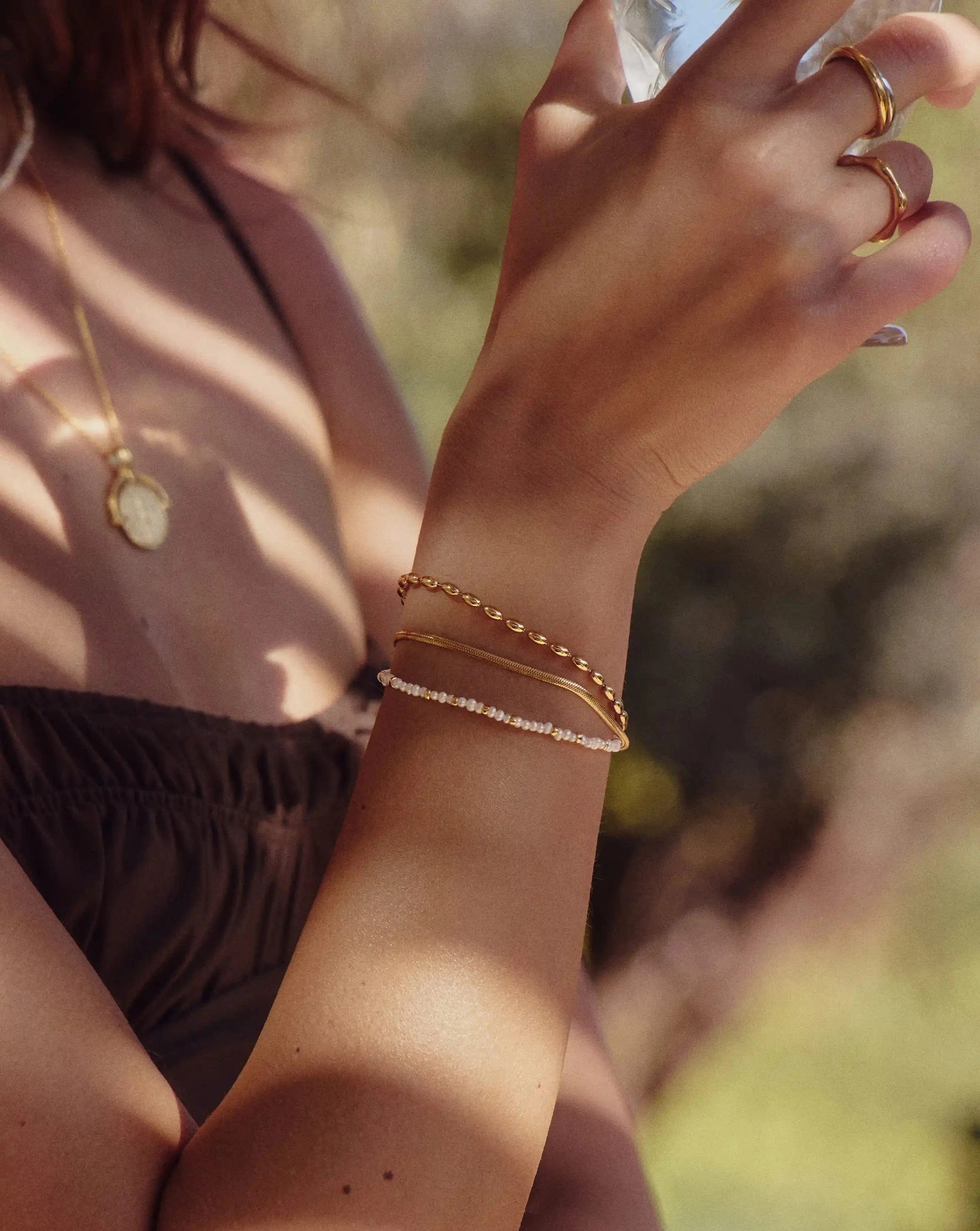 Pearl Micro Pearl Beaded Bracelet | 18ct Gold Plated/Pearl