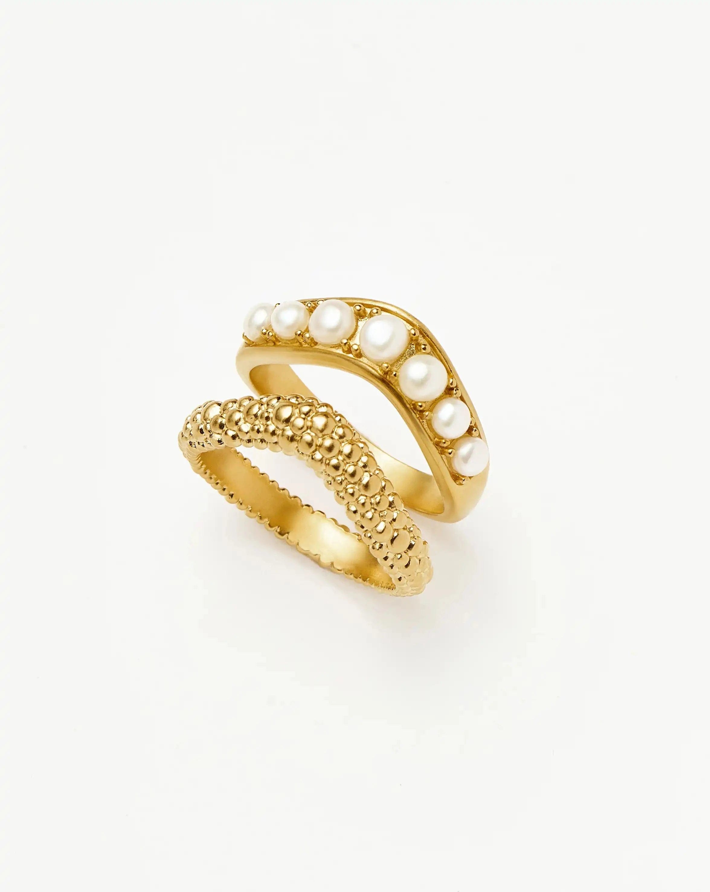 Pearl The Pearl - fect Stacking Ring Set | 18ct Gold Plated/Pearl