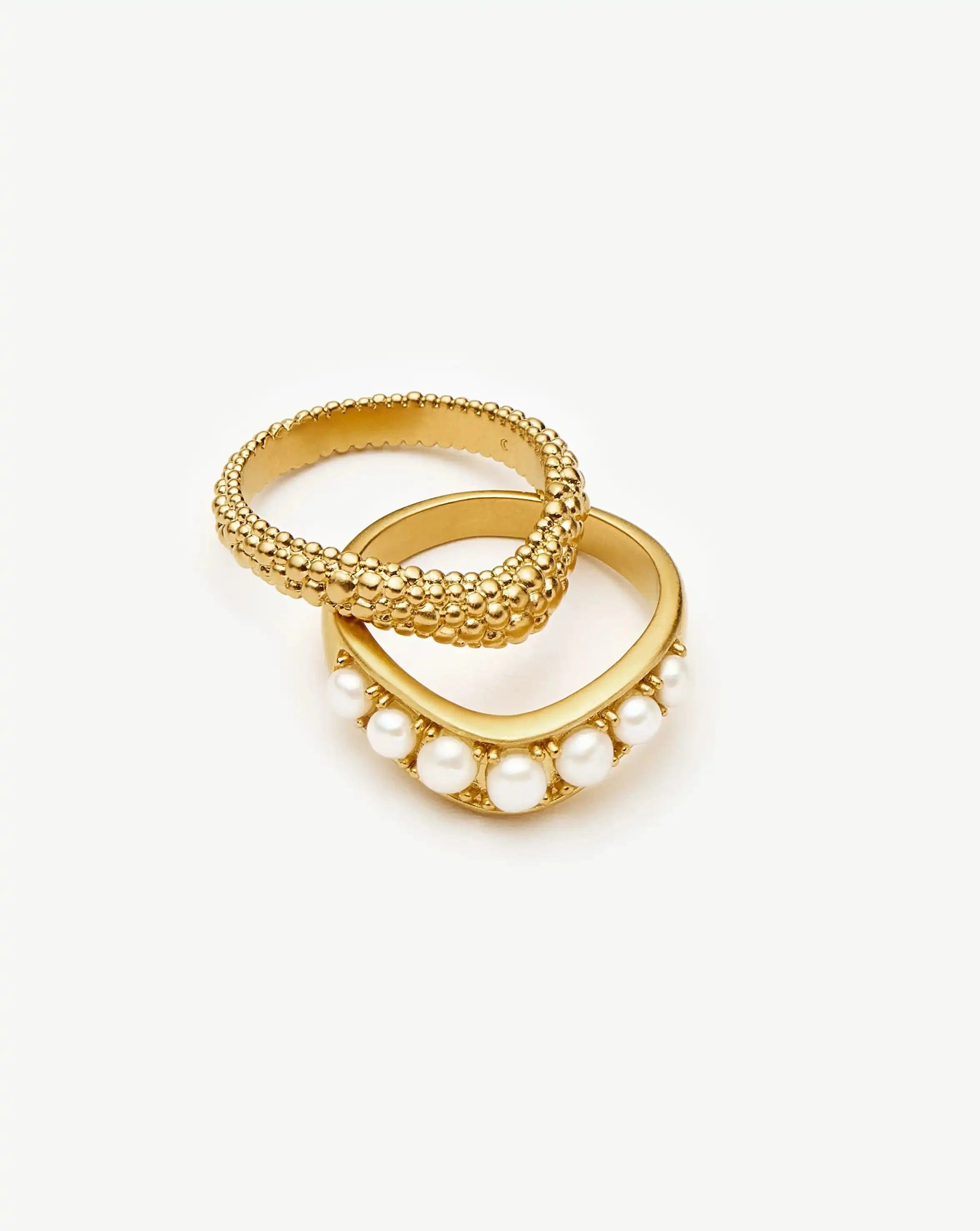 Pearl The Pearl - fect Stacking Ring Set | 18ct Gold Plated/Pearl
