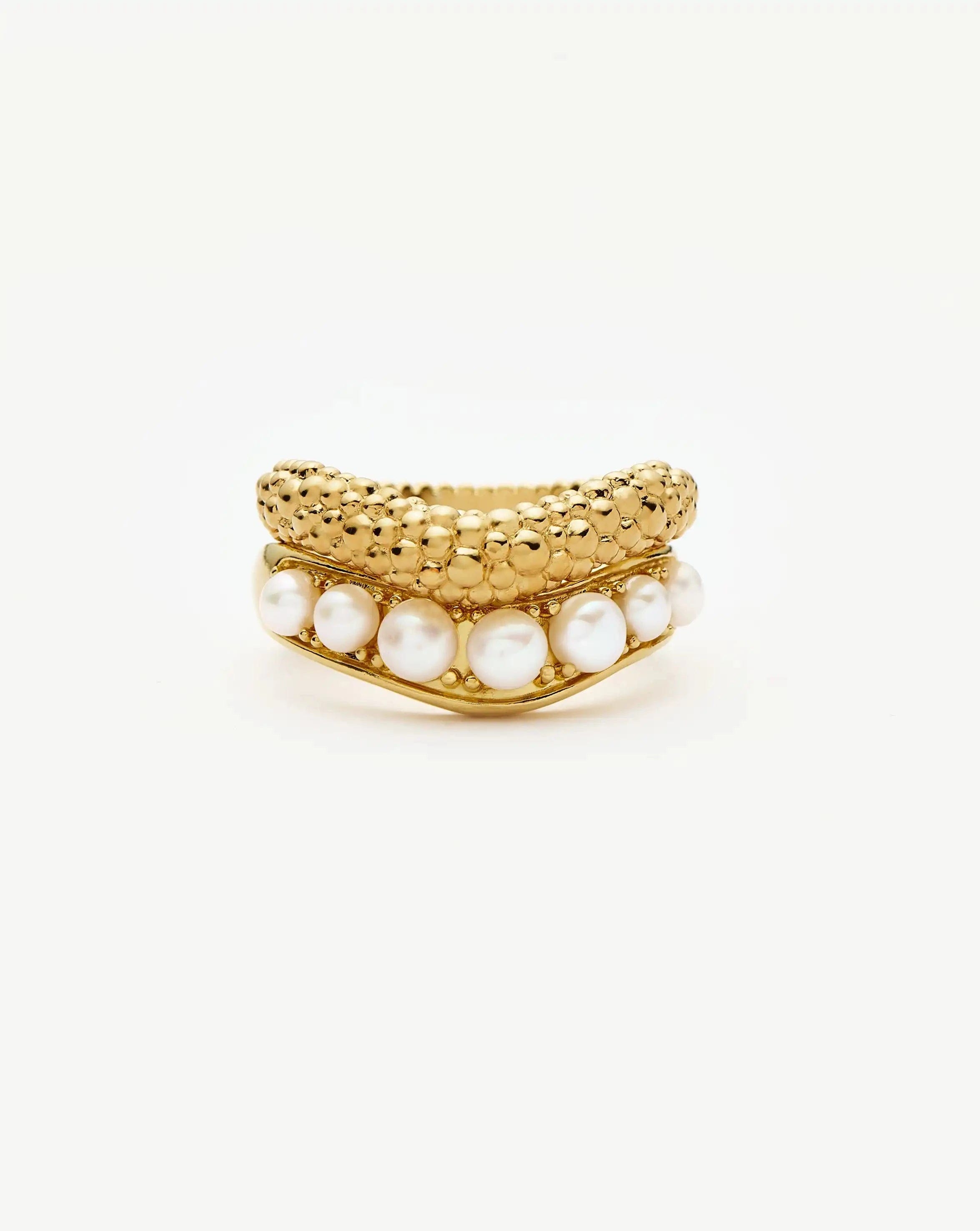 Pearl The Pearl - fect Stacking Ring Set | 18ct Gold Plated/Pearl