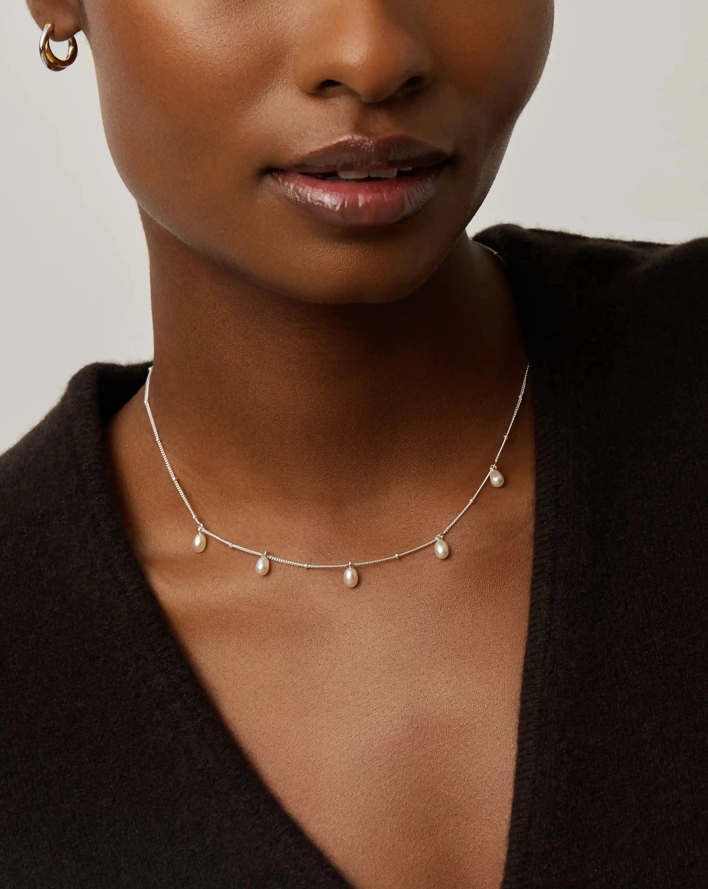 Pearl Baya Baroque Chain Choker | Sterling Silver/Pearl