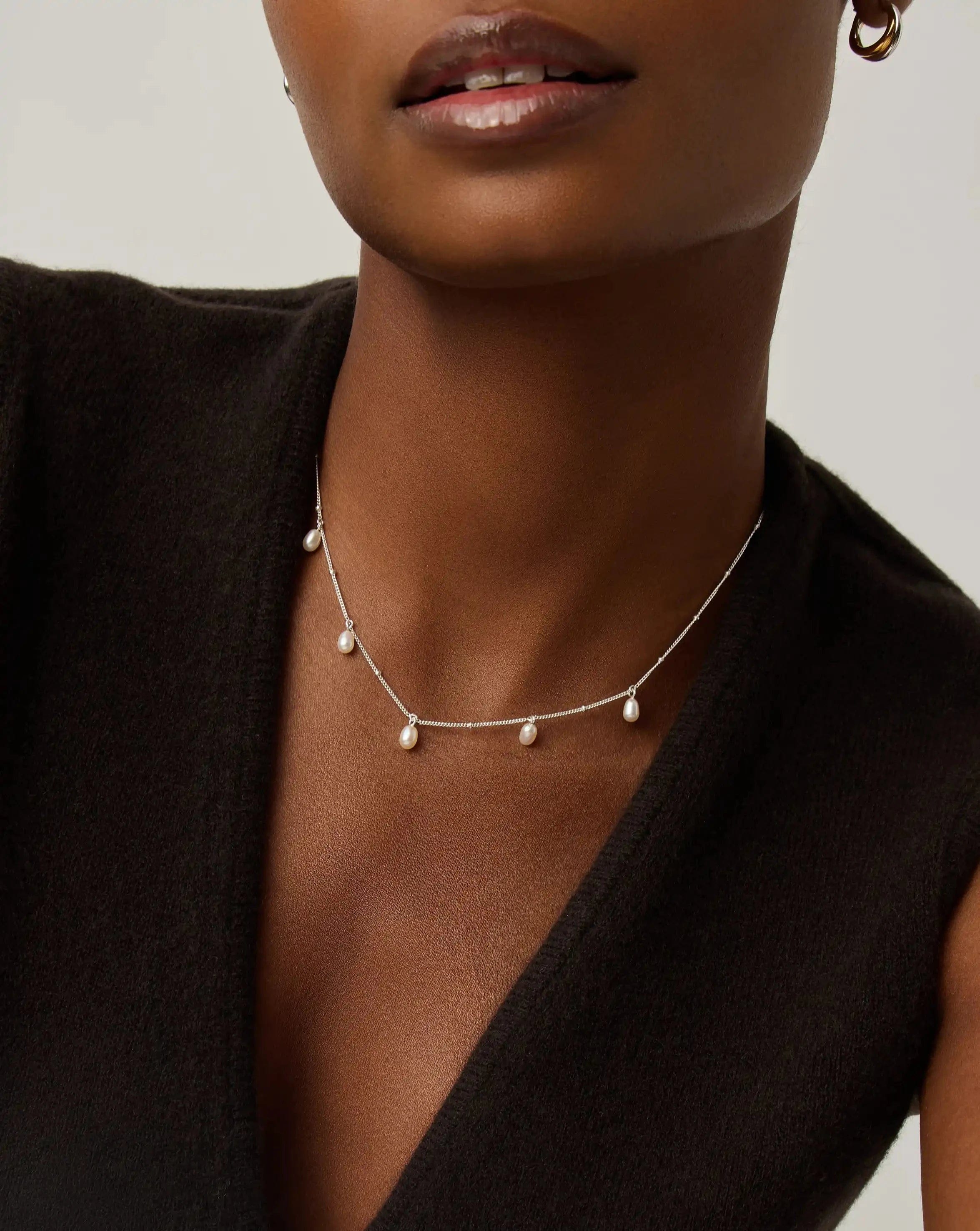 Pearl Baya Baroque Chain Choker | Sterling Silver/Pearl