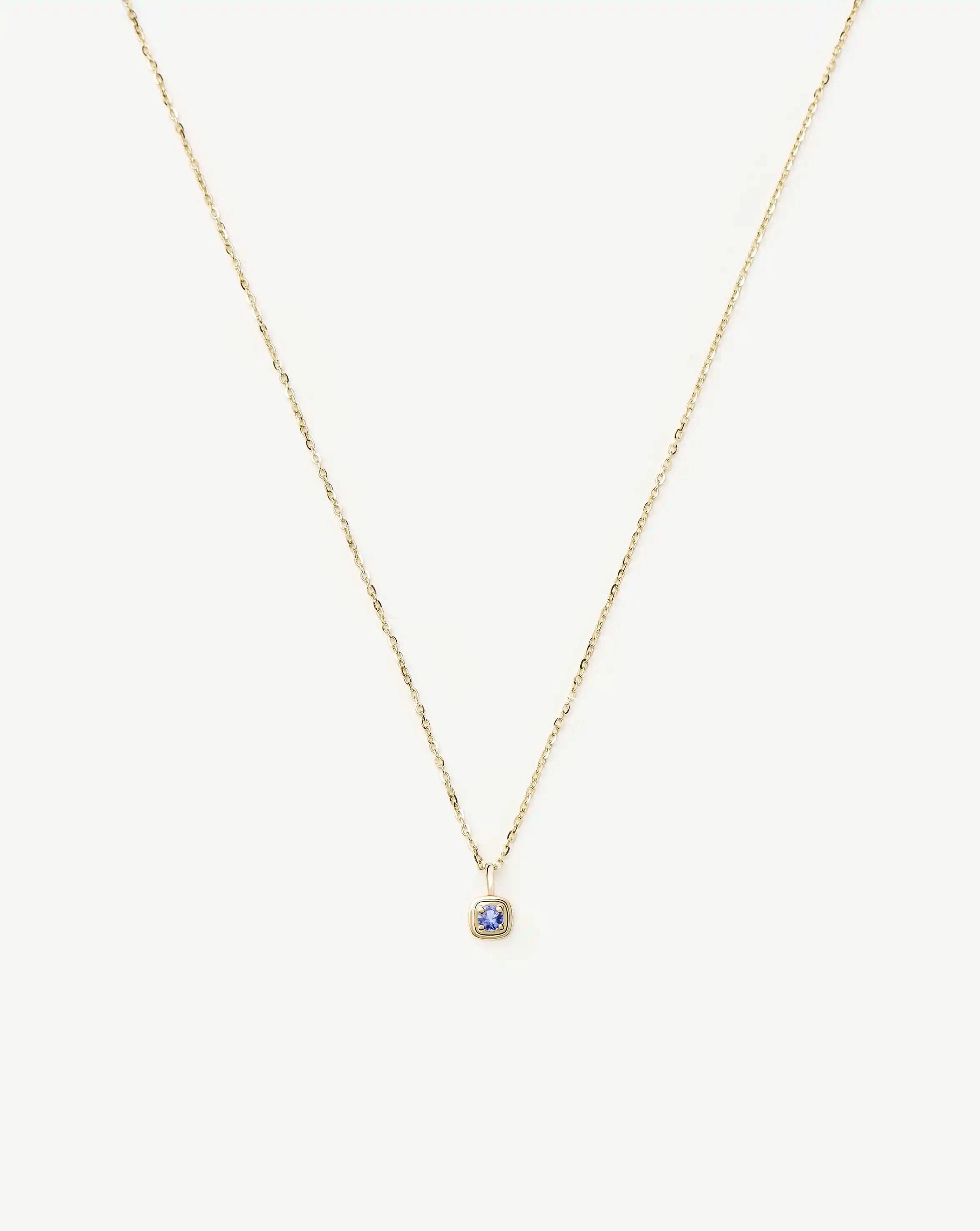 Solid Gold December Birthstone Pendant Necklace | 14ct Solid Gold/Tanzanite