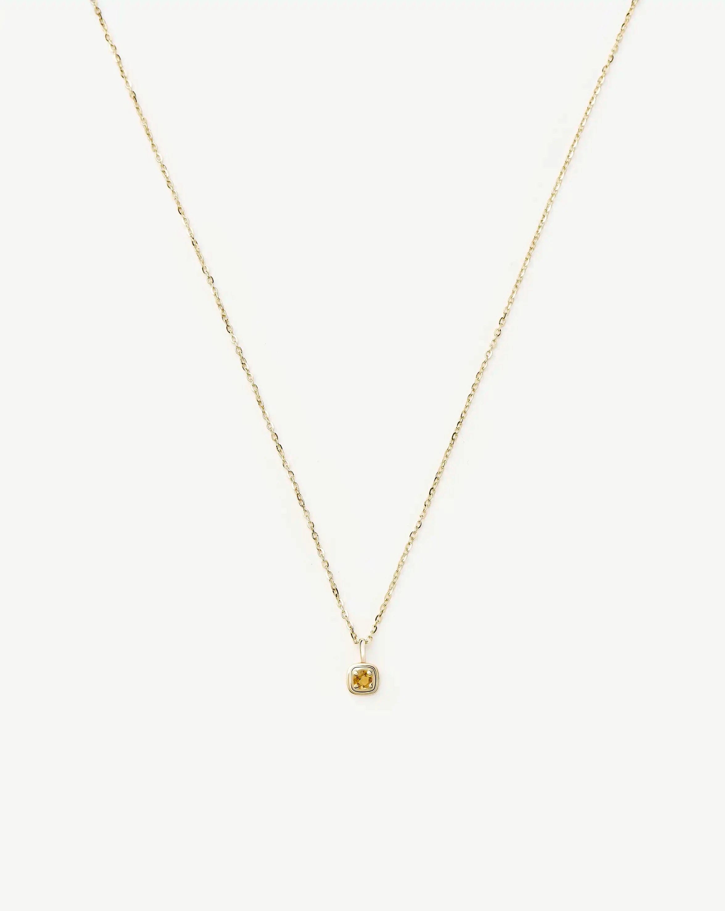 Solid Gold November Birthstone Pendant Necklace | 14ct Solid Gold/Citrine