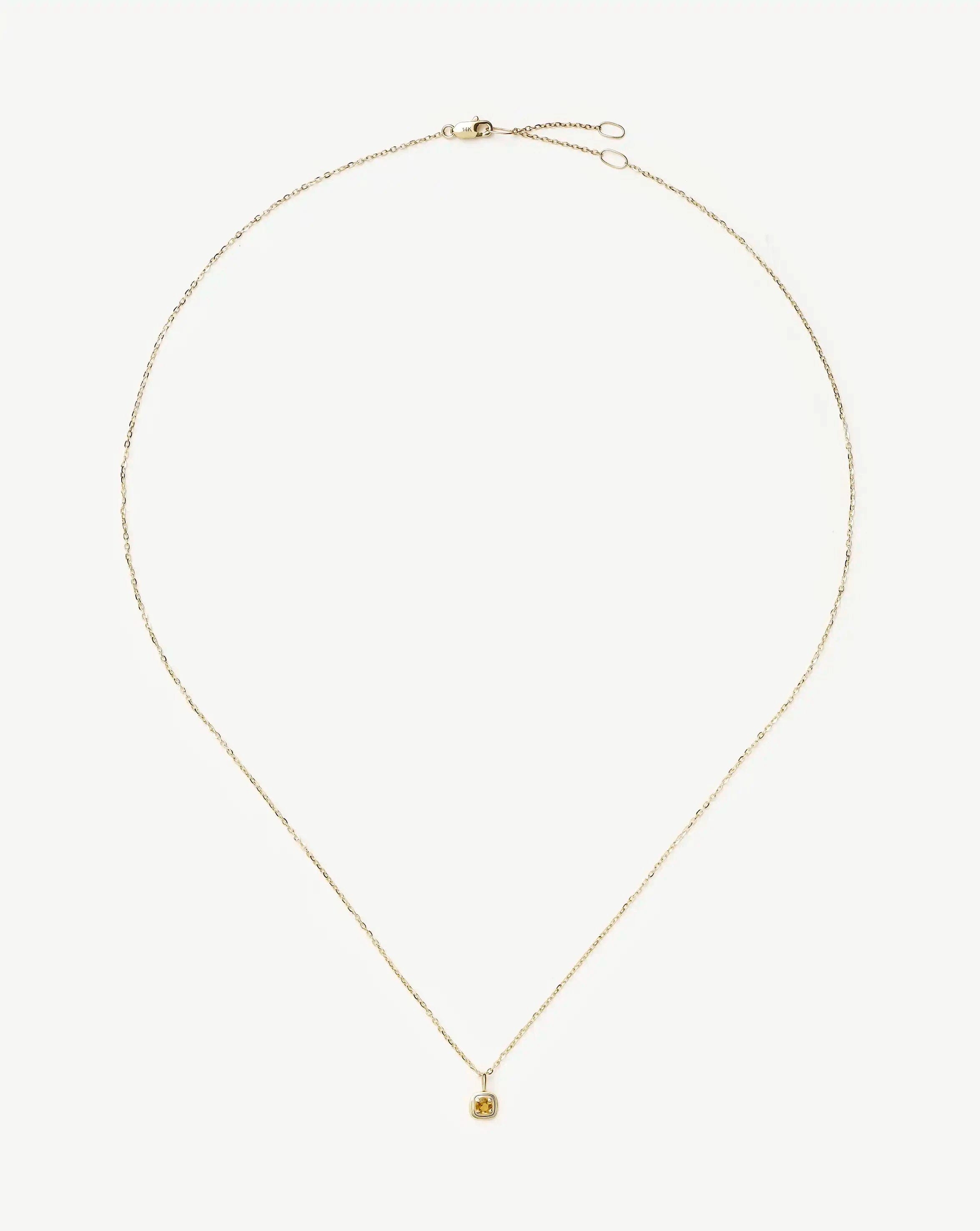 Solid Gold November Birthstone Pendant Necklace | 14ct Solid Gold/Citrine