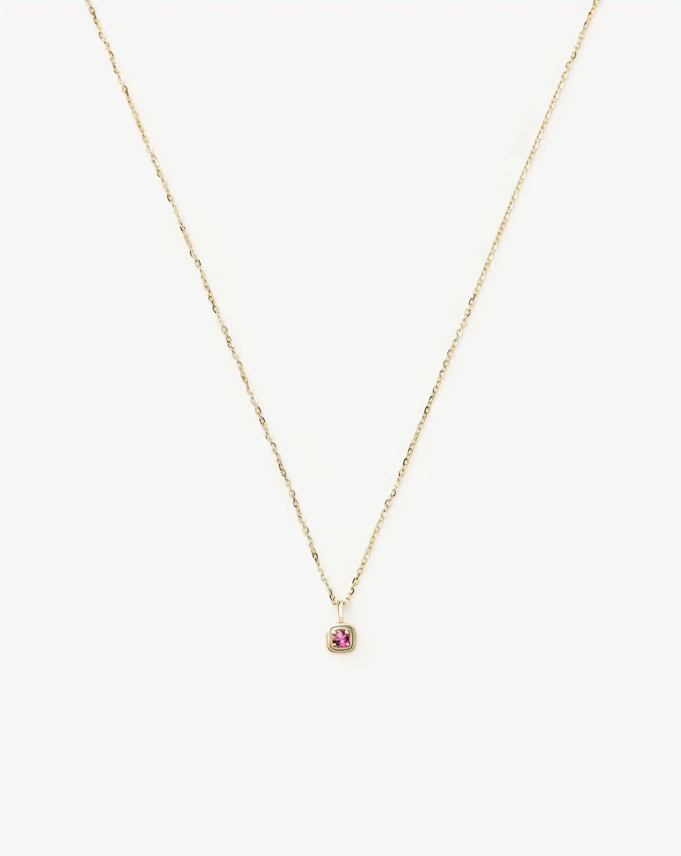 Solid Gold October Birthstone Pendant Necklace | 14ct Solid Gold/Pink Tourmaline