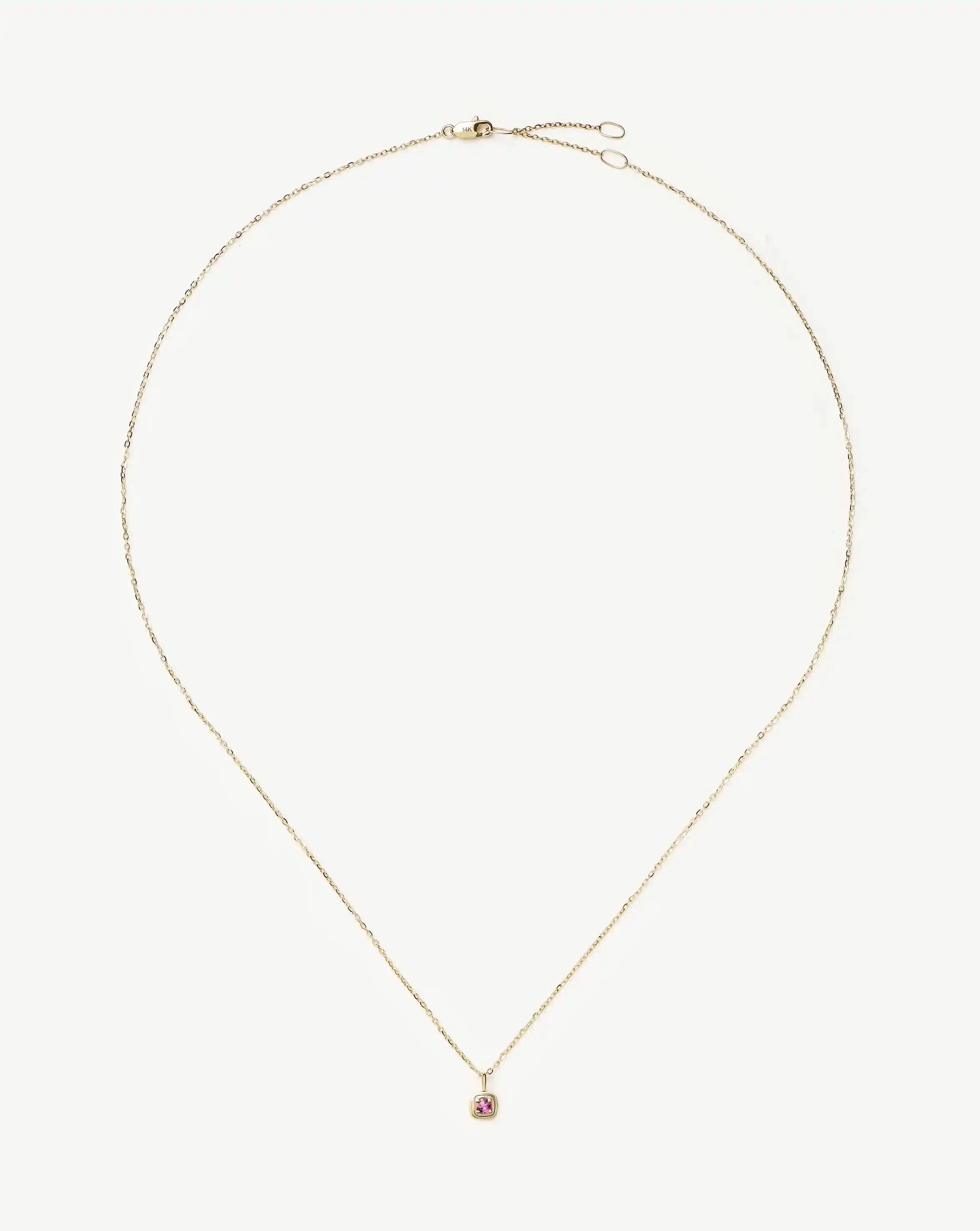 Solid Gold October Birthstone Pendant Necklace | 14ct Solid Gold/Pink Tourmaline