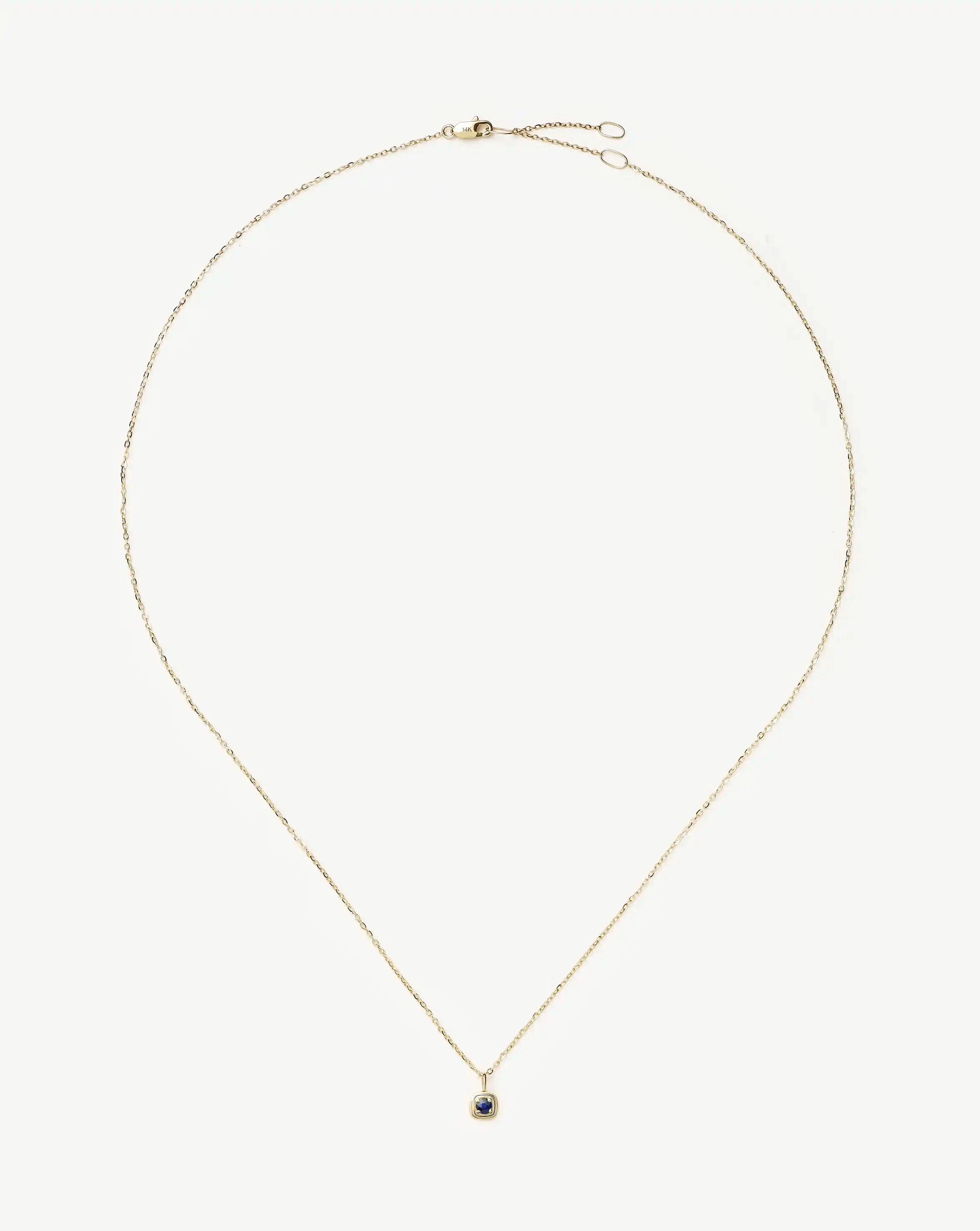 Solid Gold September Birthstone Pendant Necklace | 14ct Solid Gold/Blue Sapphire