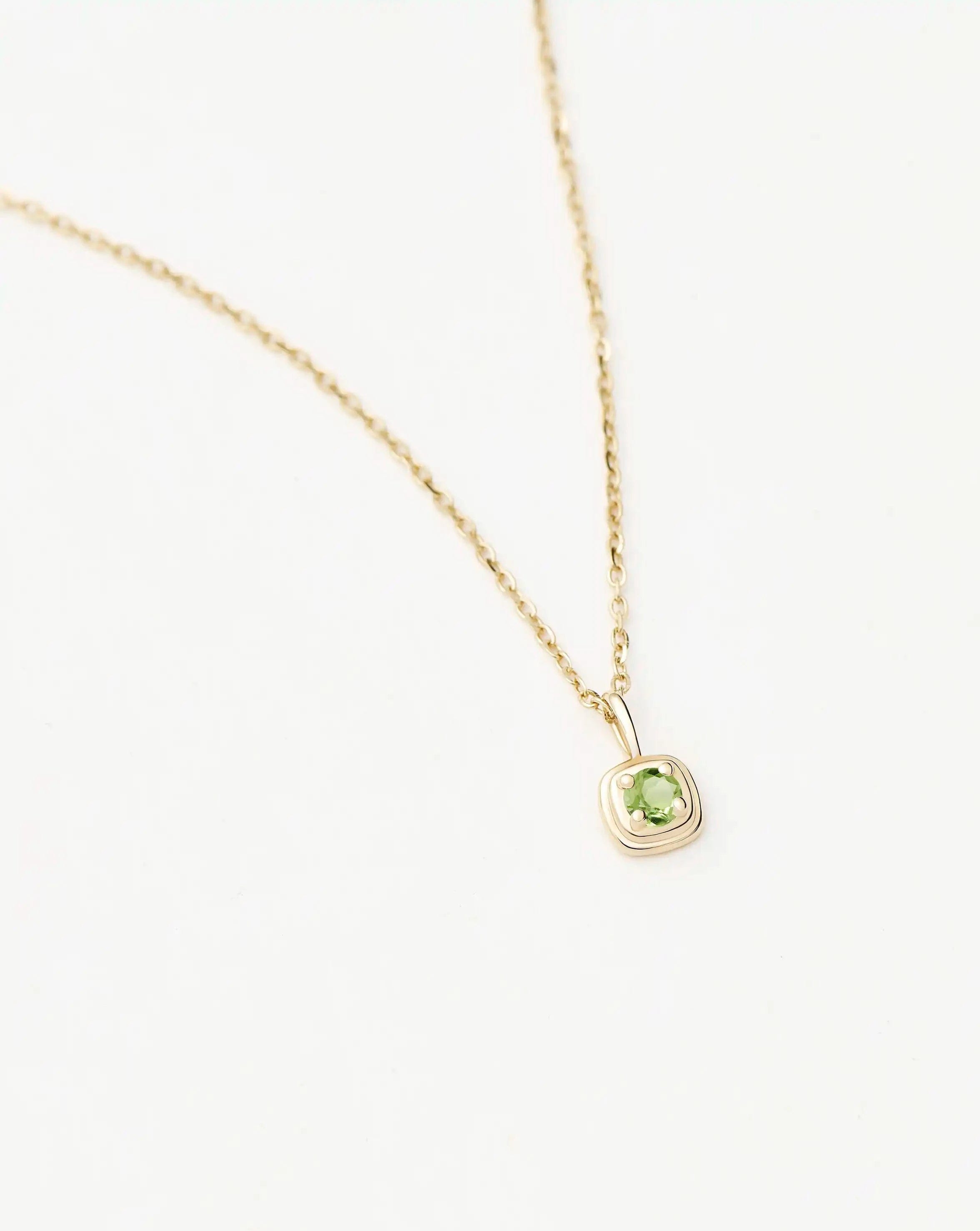 Solid Gold August Birthstone Pendant Necklace | 14ct Solid Gold/Peridot