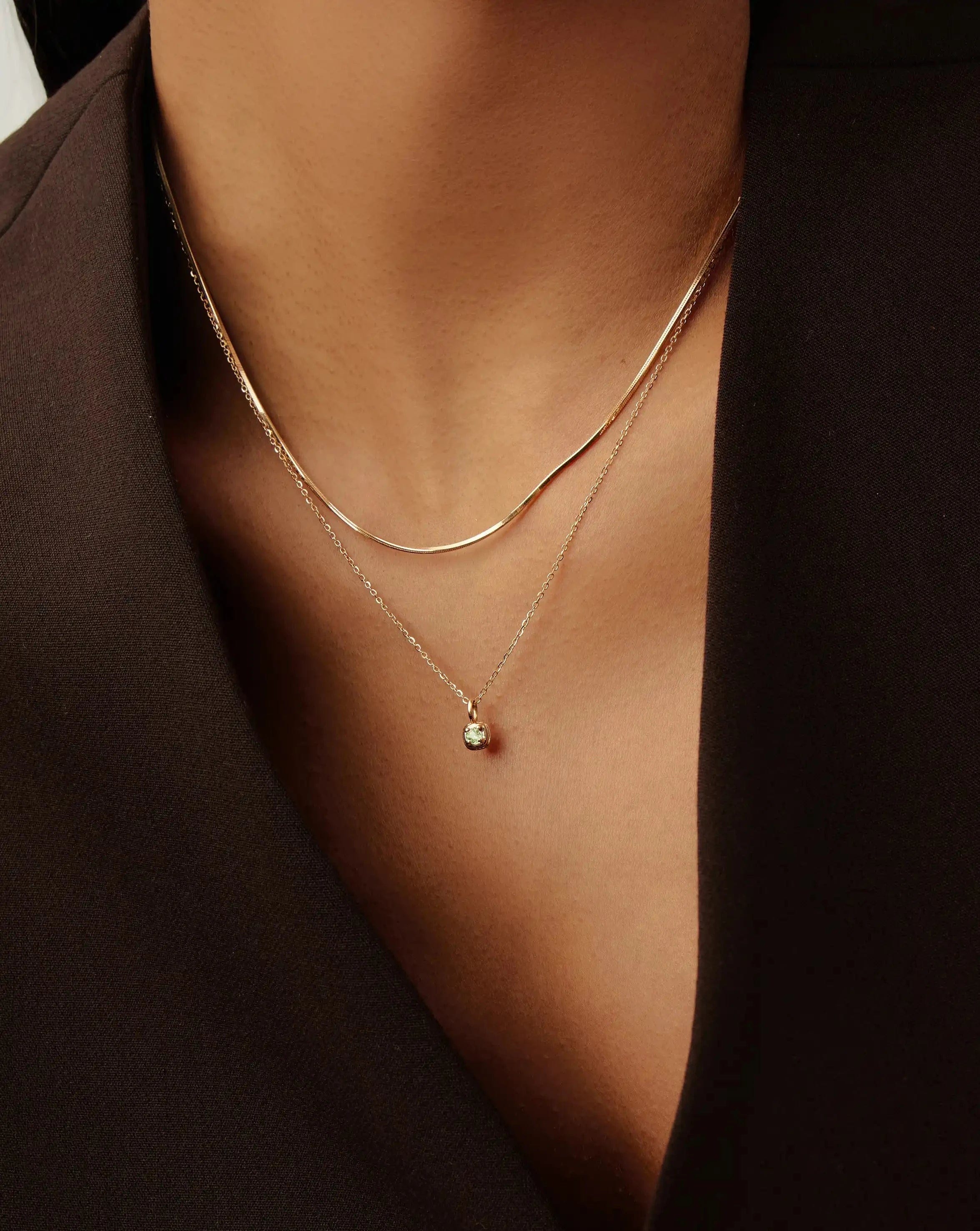 Solid Gold August Birthstone Pendant Necklace | 14ct Solid Gold/Peridot