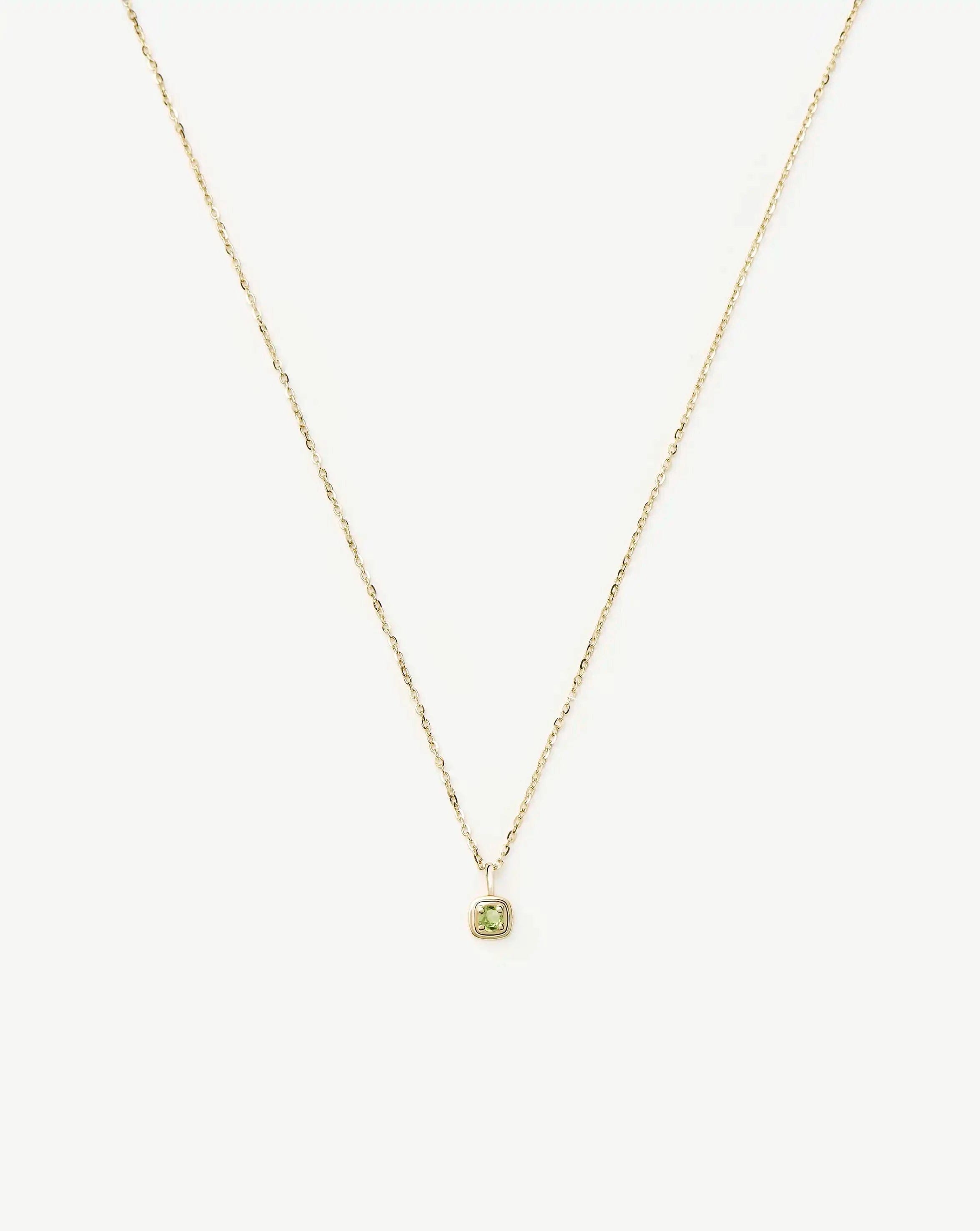 Solid Gold August Birthstone Pendant Necklace | 14ct Solid Gold/Peridot