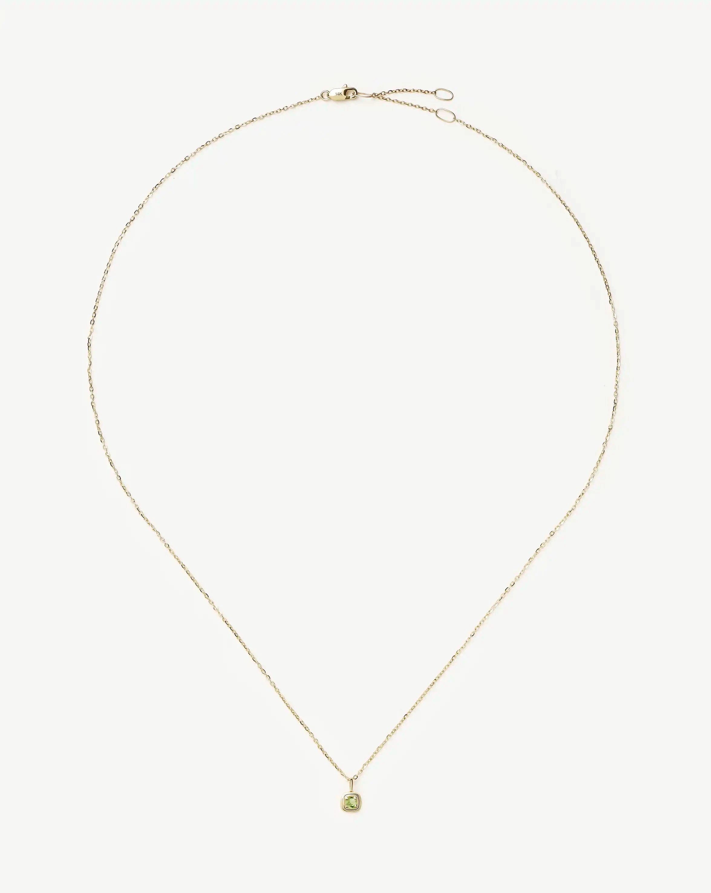 Solid Gold August Birthstone Pendant Necklace | 14ct Solid Gold/Peridot