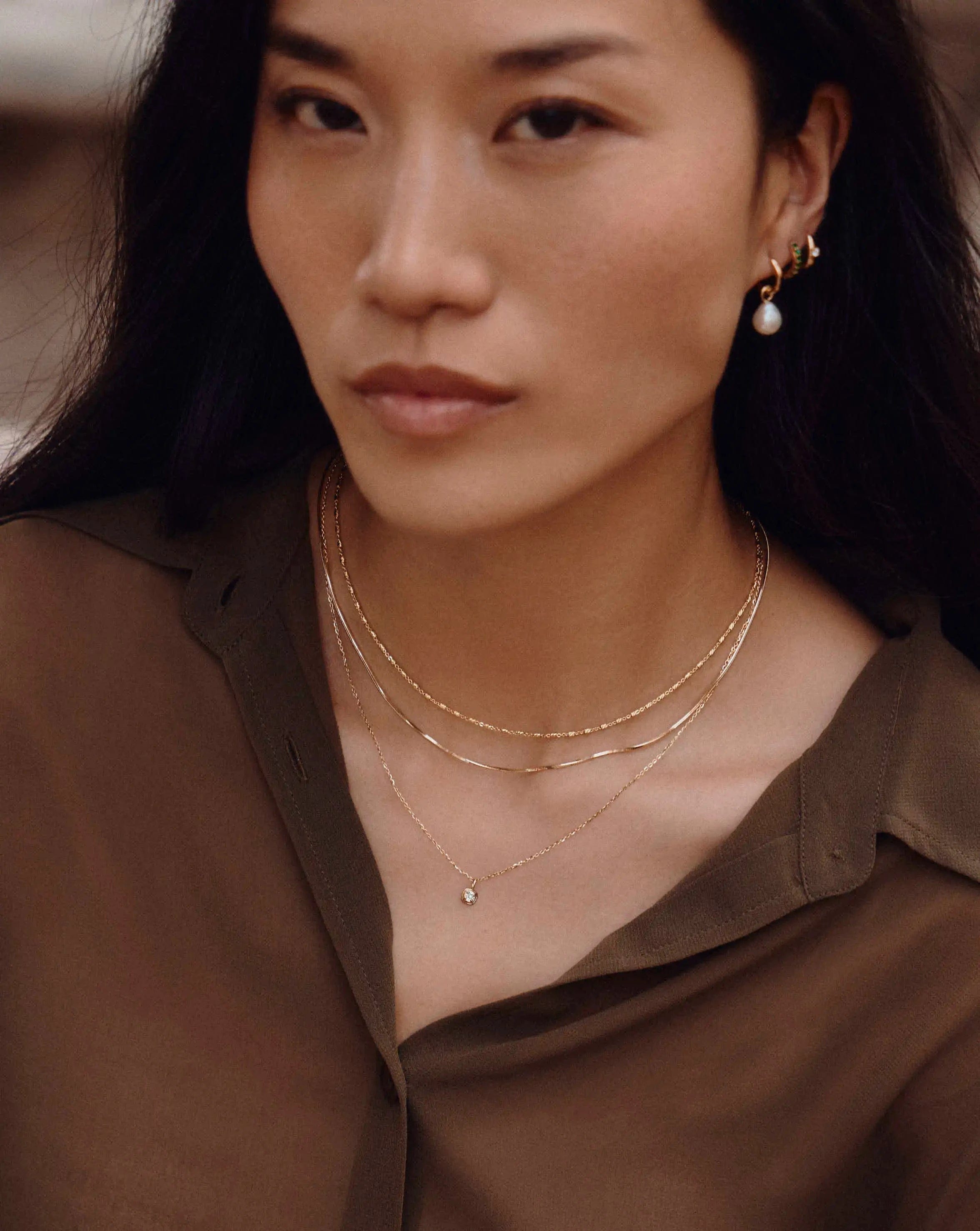 Solid Gold April Birthstone Pendant Necklace | 14ct Solid Gold/White Sapphire