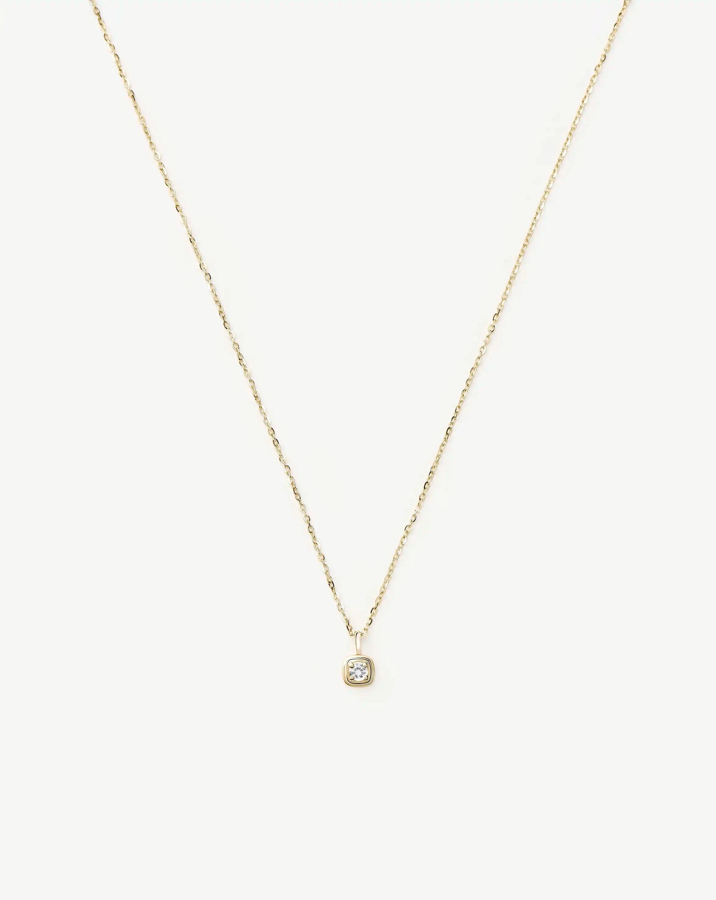 Solid Gold April Birthstone Pendant Necklace | 14ct Solid Gold/White Sapphire