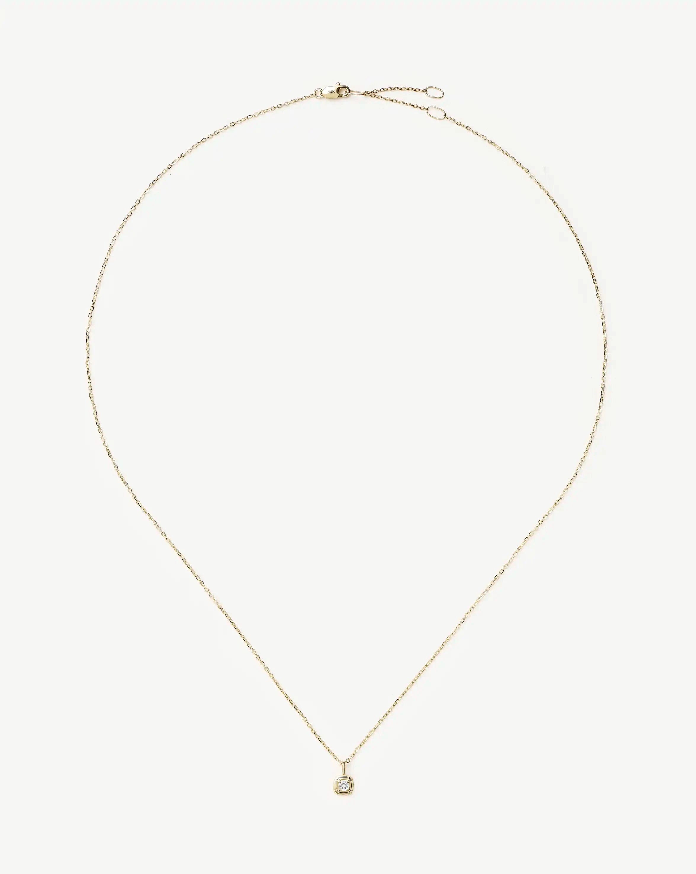 Solid Gold April Birthstone Pendant Necklace | 14ct Solid Gold/White Sapphire
