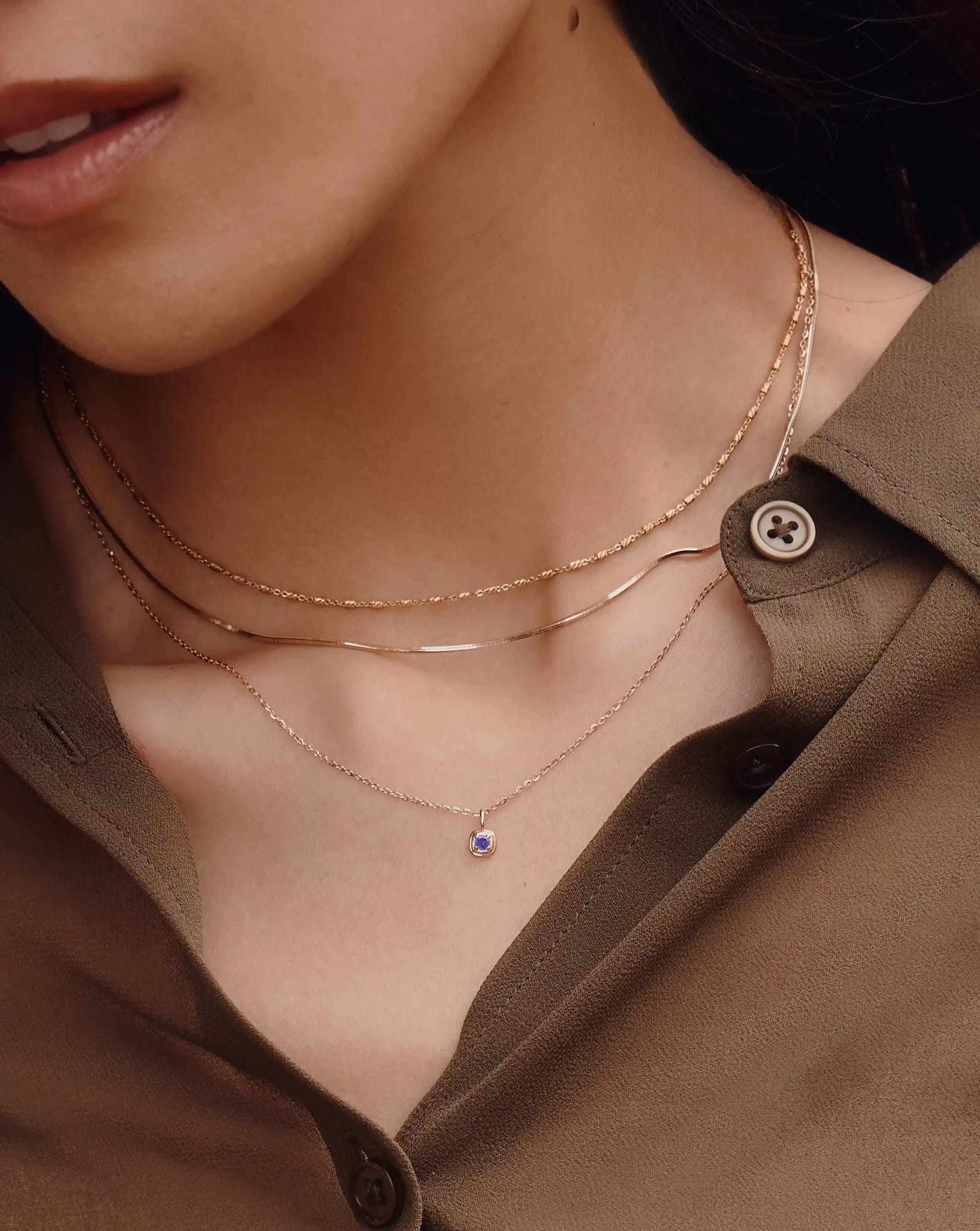 Solid Gold February Birthstone Pendant Necklace | 14ct Solid Gold/Amethyst