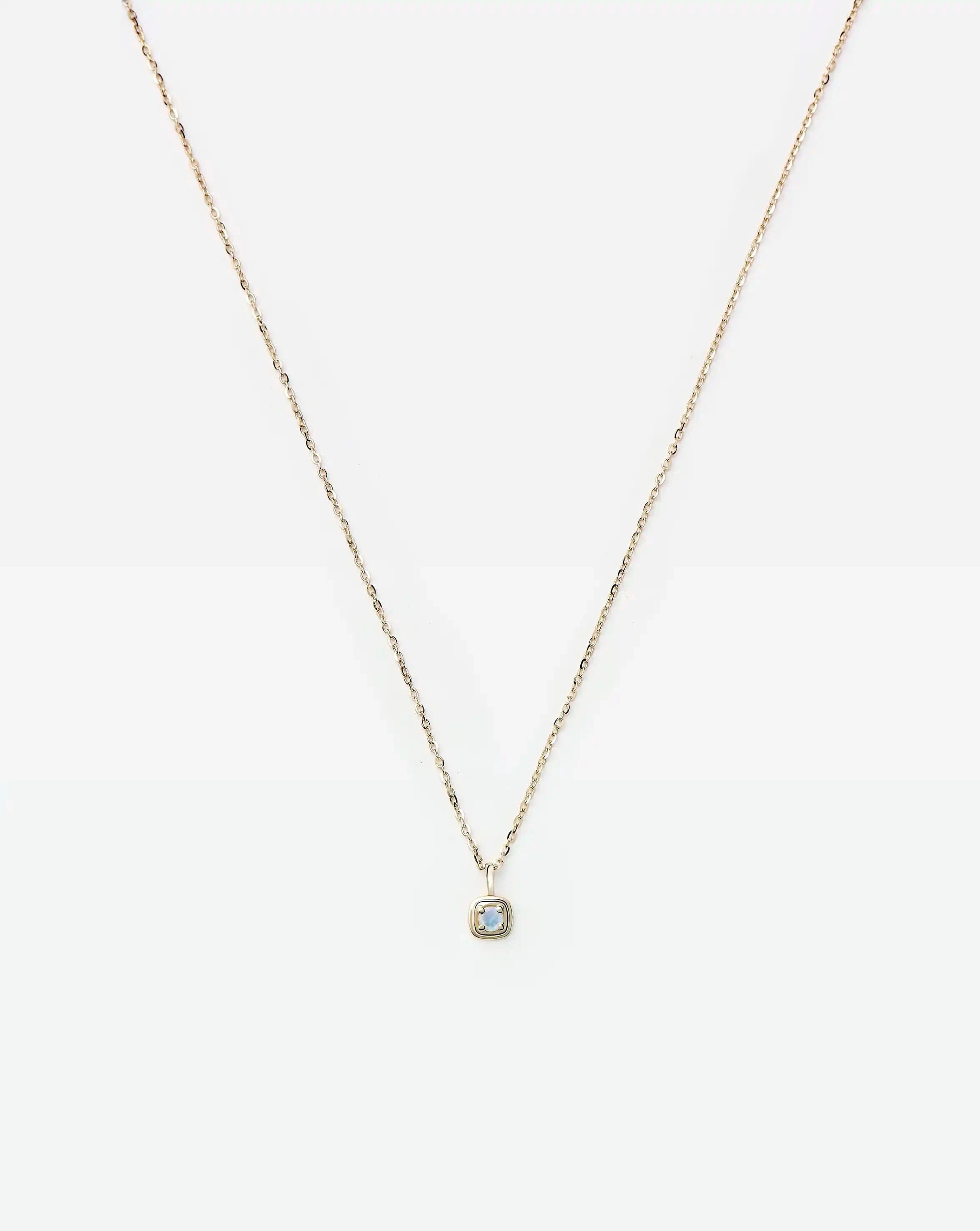 Solid Gold June Birthstone Pendant Necklace | 14ct Solid Gold/Rainbow Moonstone