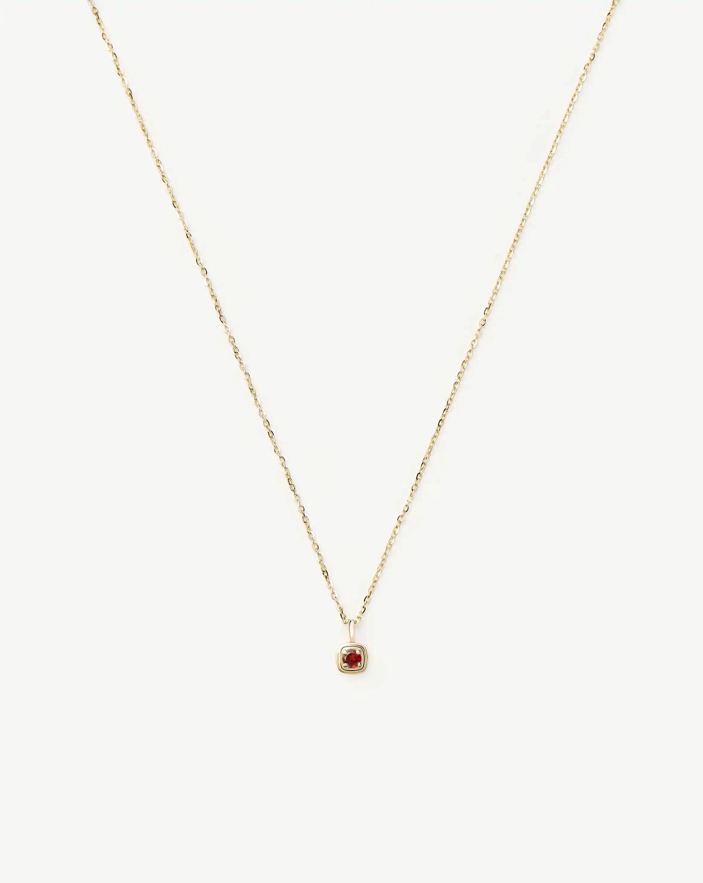 Solid Gold January Birthstone Pendant Necklace | 14ct Solid Gold/Garnet