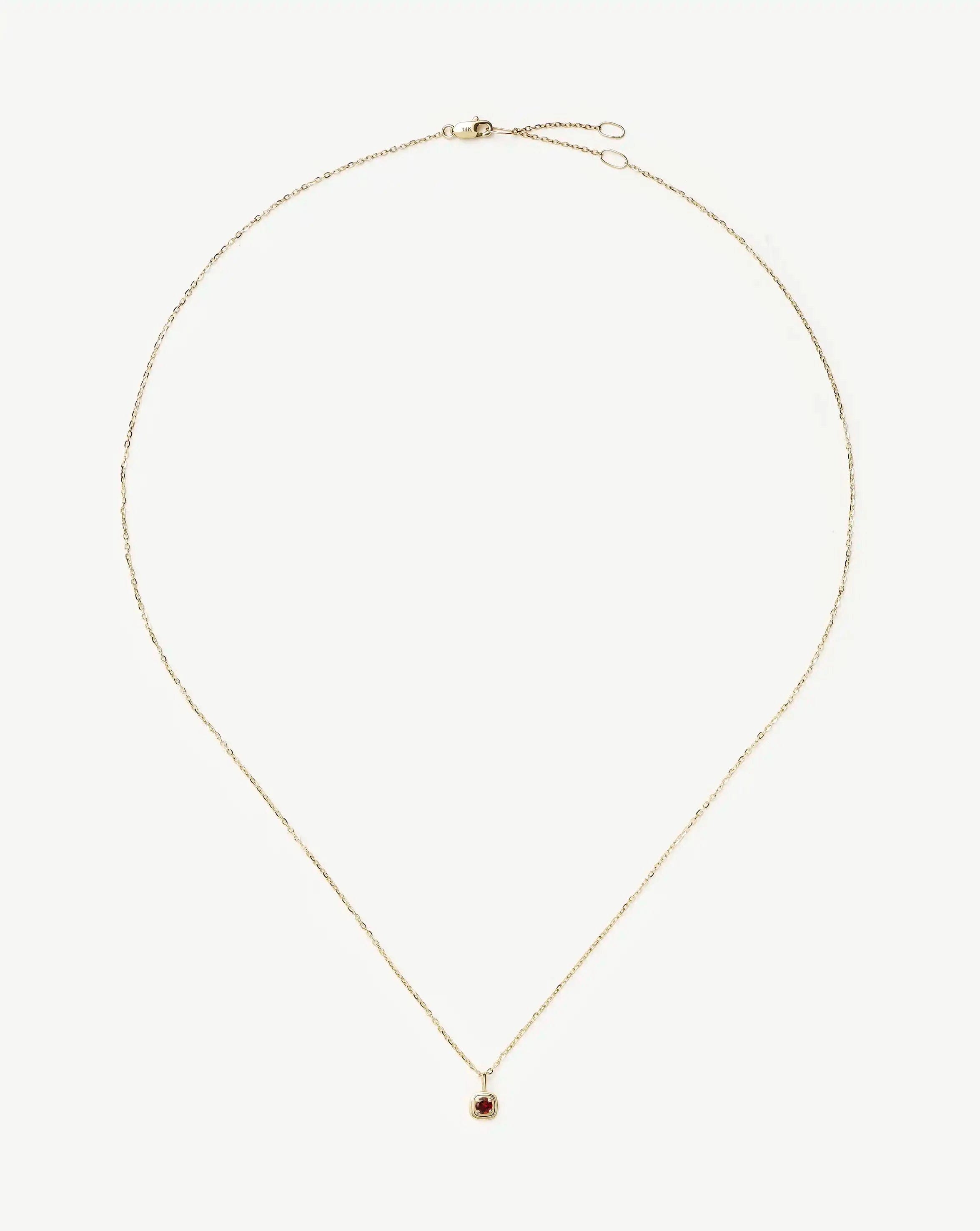 Solid Gold January Birthstone Pendant Necklace | 14ct Solid Gold/Garnet