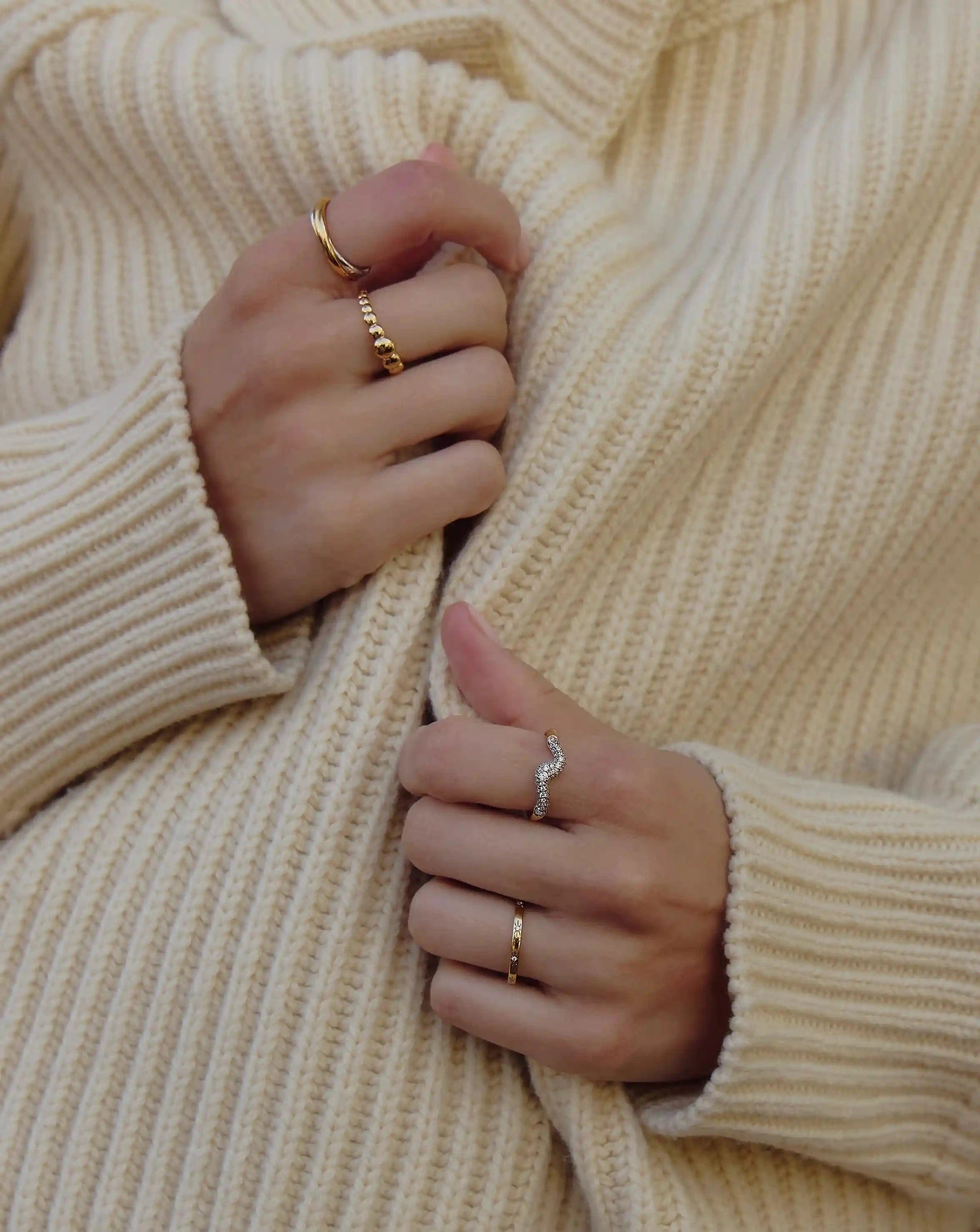 RING Molten Snow Stacking Ring | 18ct Gold Vermeil/Cubic Zirconia