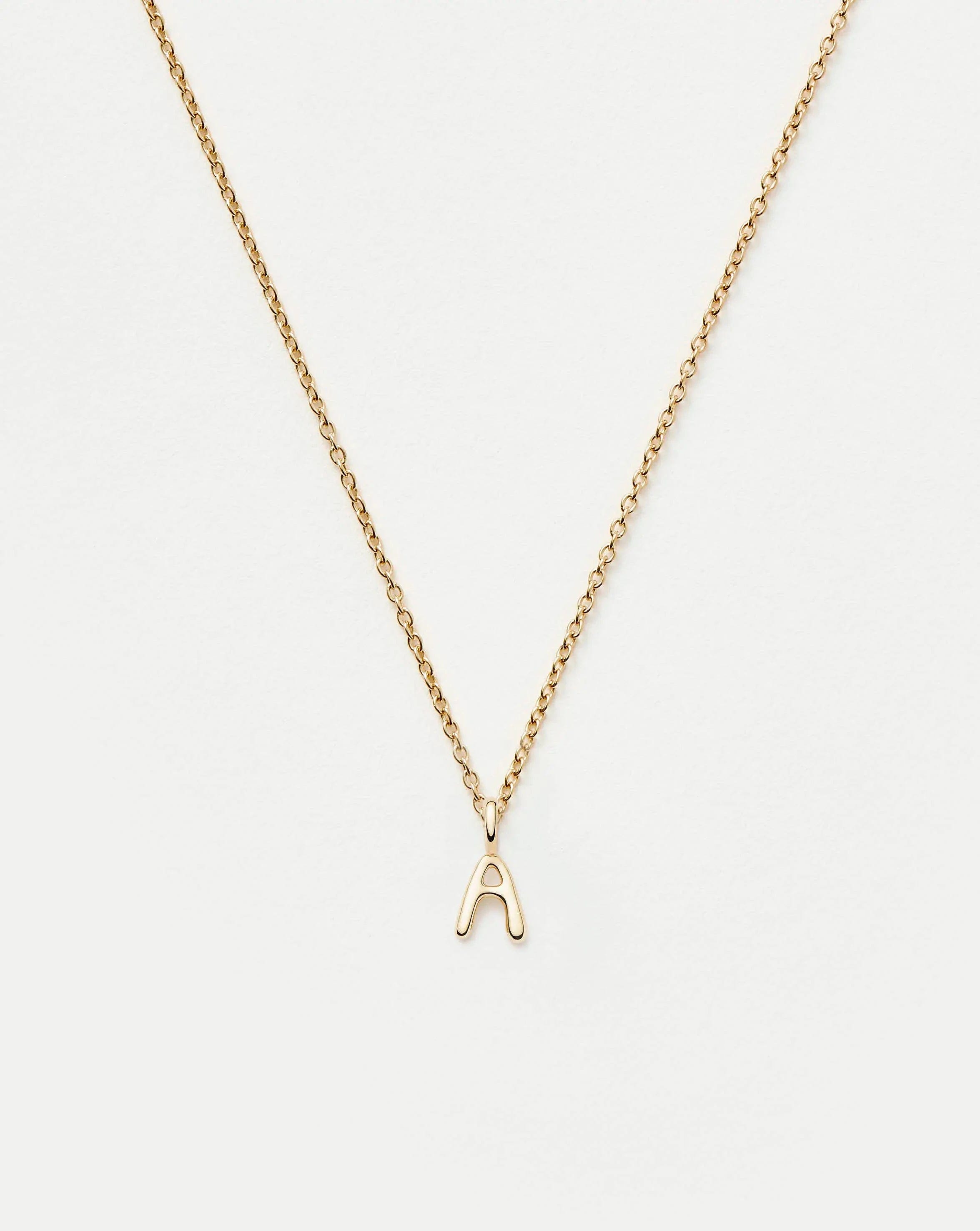 Initial Solid Gold Initial Mini Pendant Necklace - A | 14ct Solid Gold
