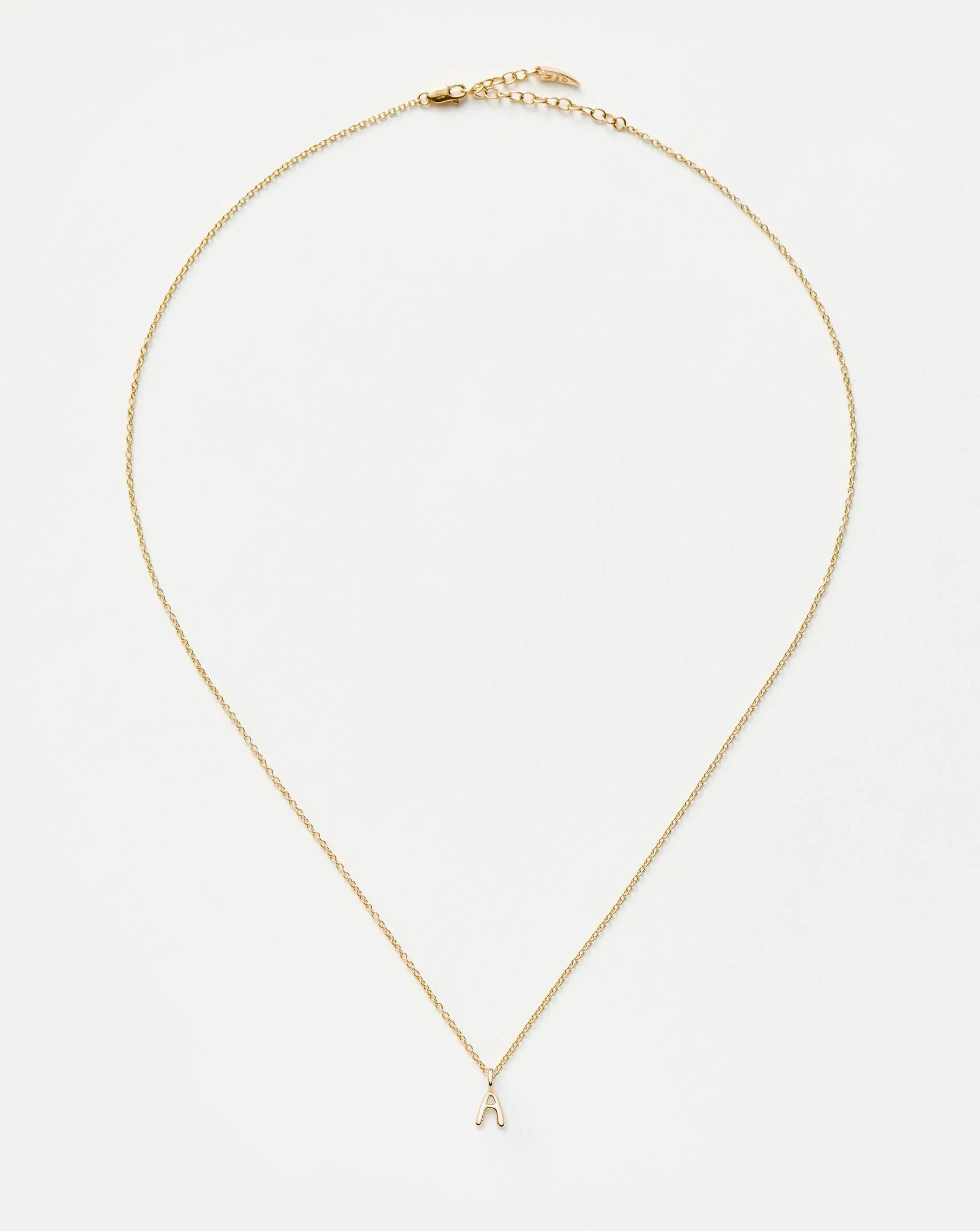 Initial Solid Gold Initial Mini Pendant Necklace - A | 14ct Solid Gold