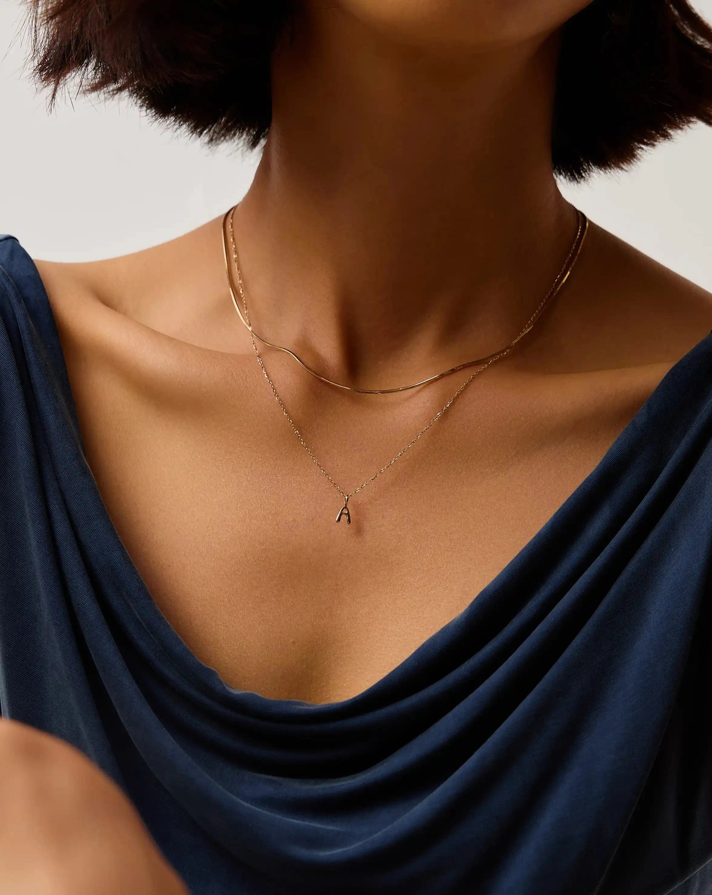 Initial Solid Gold Initial Mini Pendant Necklace - A | 14ct Solid Gold