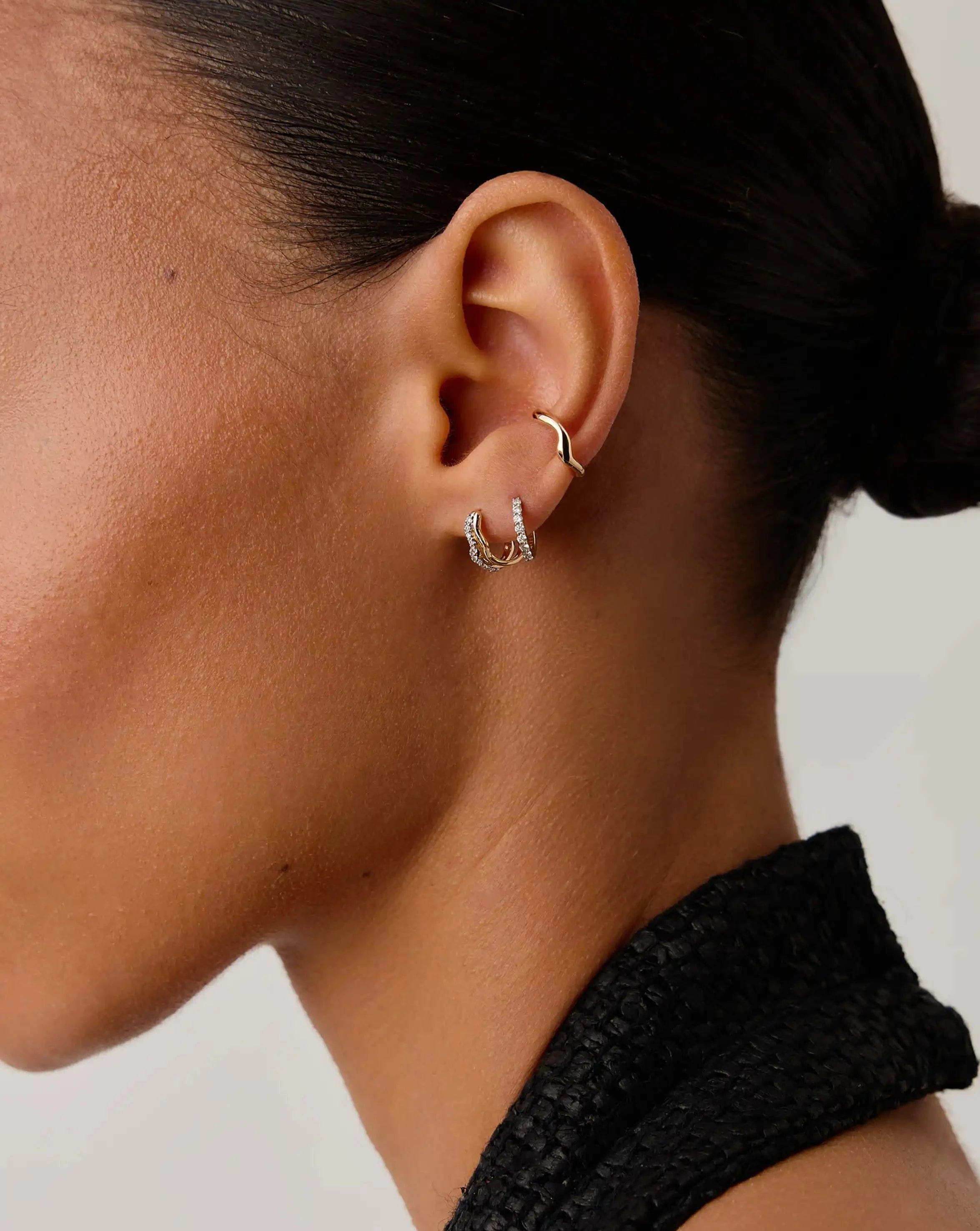 !SOLID Molten Snow Solid Gold Ear Cuff | 14ct Solid Gold