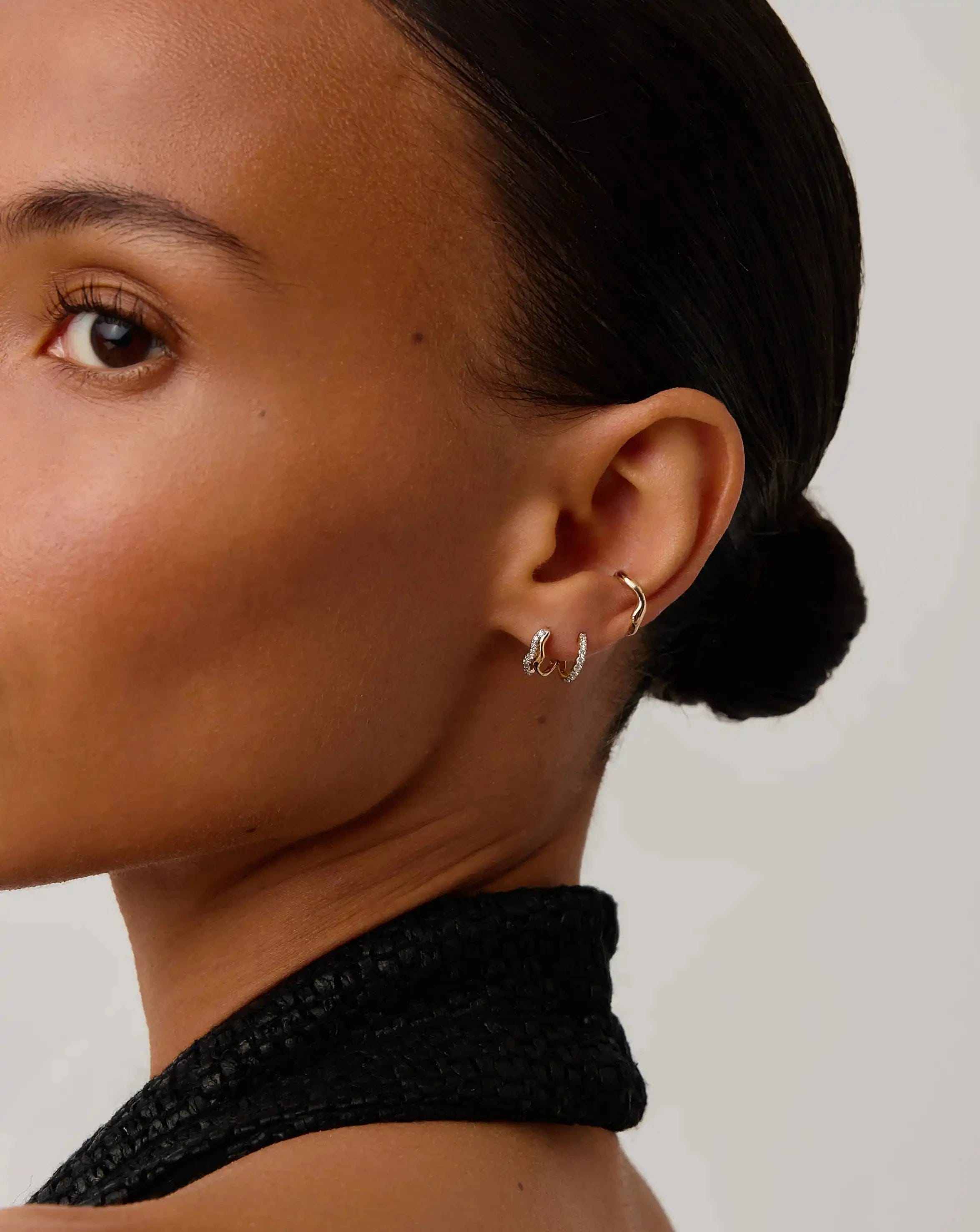 !SOLID Molten Snow Solid Gold Ear Cuff | 14ct Solid Gold