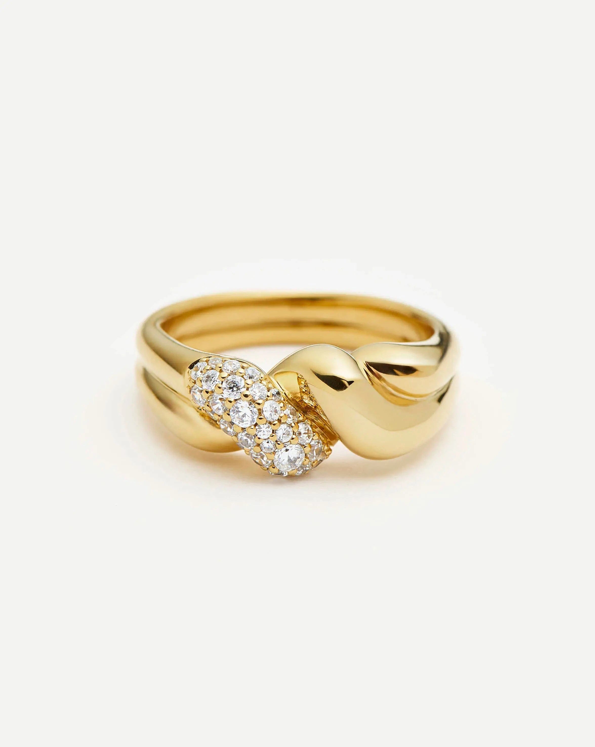RING Molten Snow Double Statement Ring | 18ct Gold Plated/Cubic Zirconia