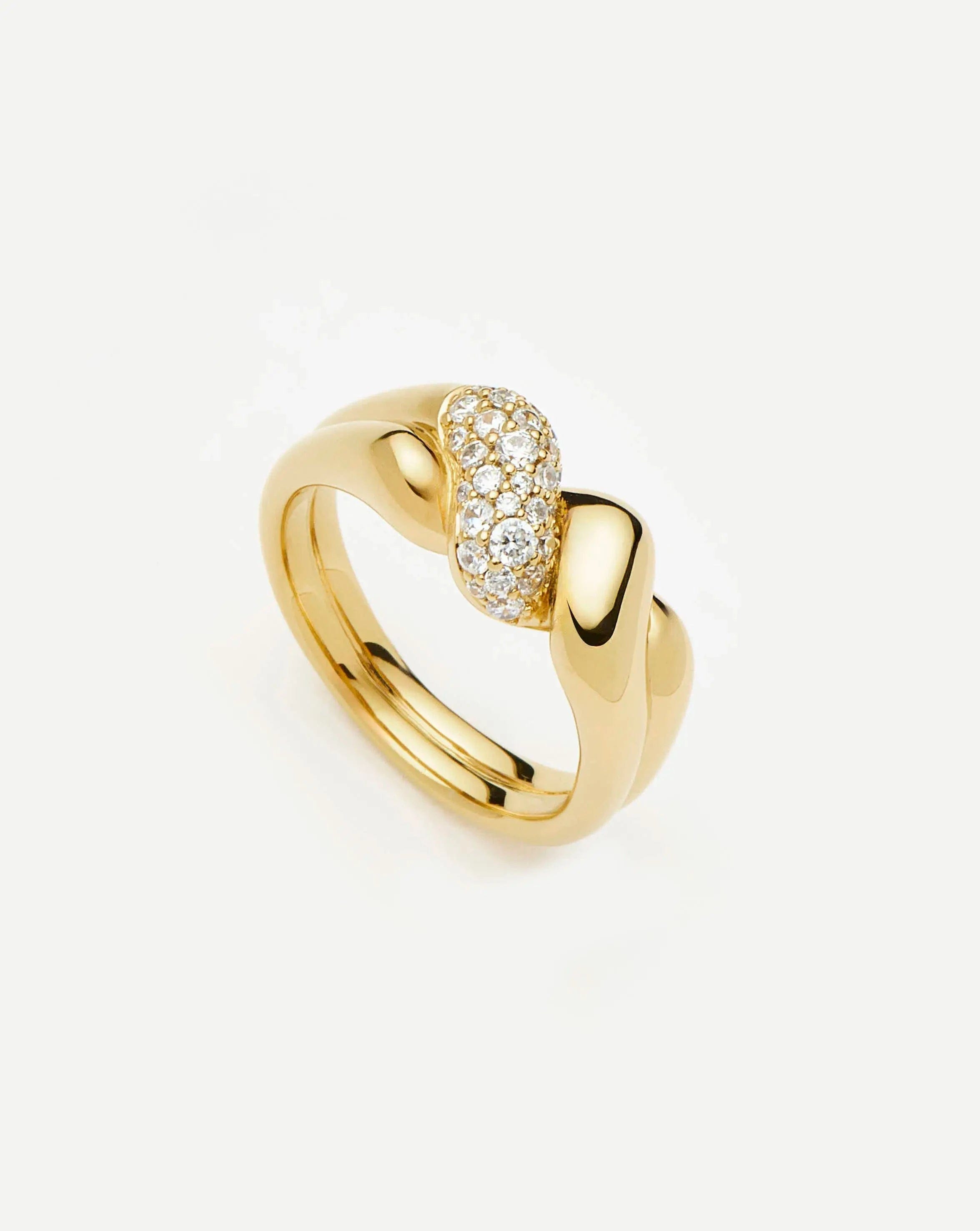 RING Molten Snow Double Statement Ring | 18ct Gold Plated/Cubic Zirconia