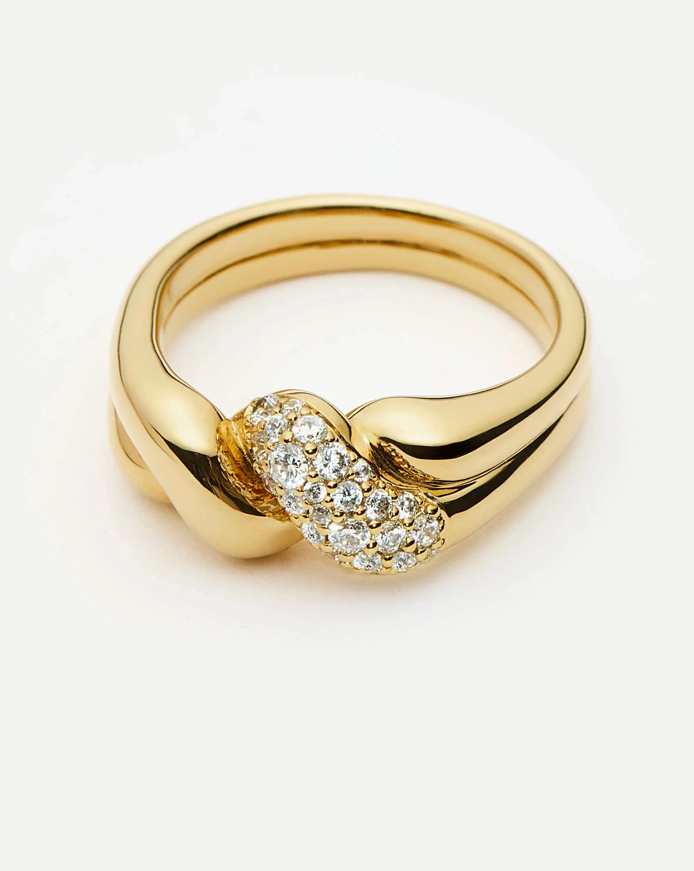 RING Molten Snow Double Statement Ring | 18ct Gold Plated/Cubic Zirconia