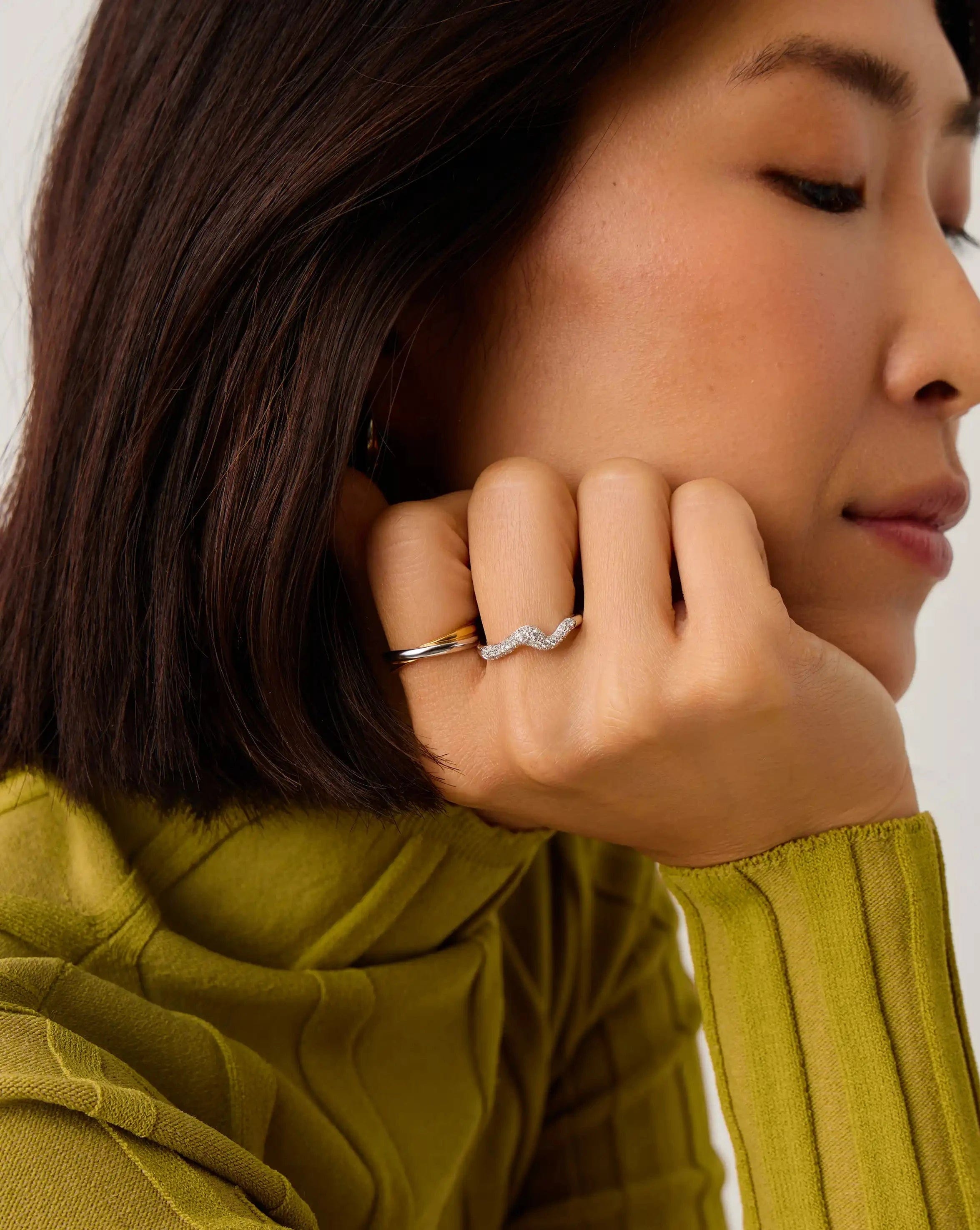 RING Molten Snow Stacking Ring | Sterling Silver/Cubic Zirconia