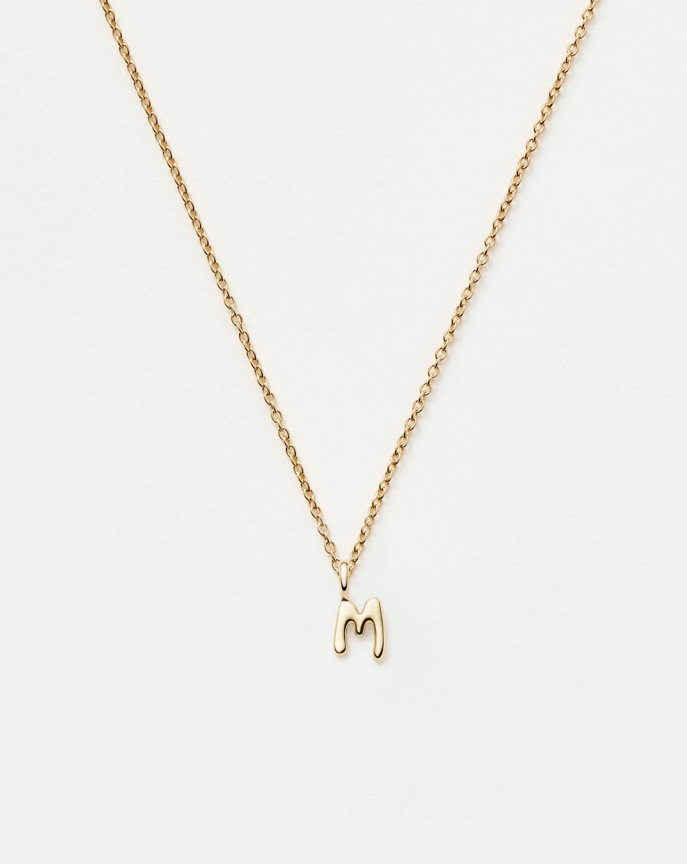 Initial Solid Gold Initial Mini Pendant Necklace - M | 14ct Solid Gold